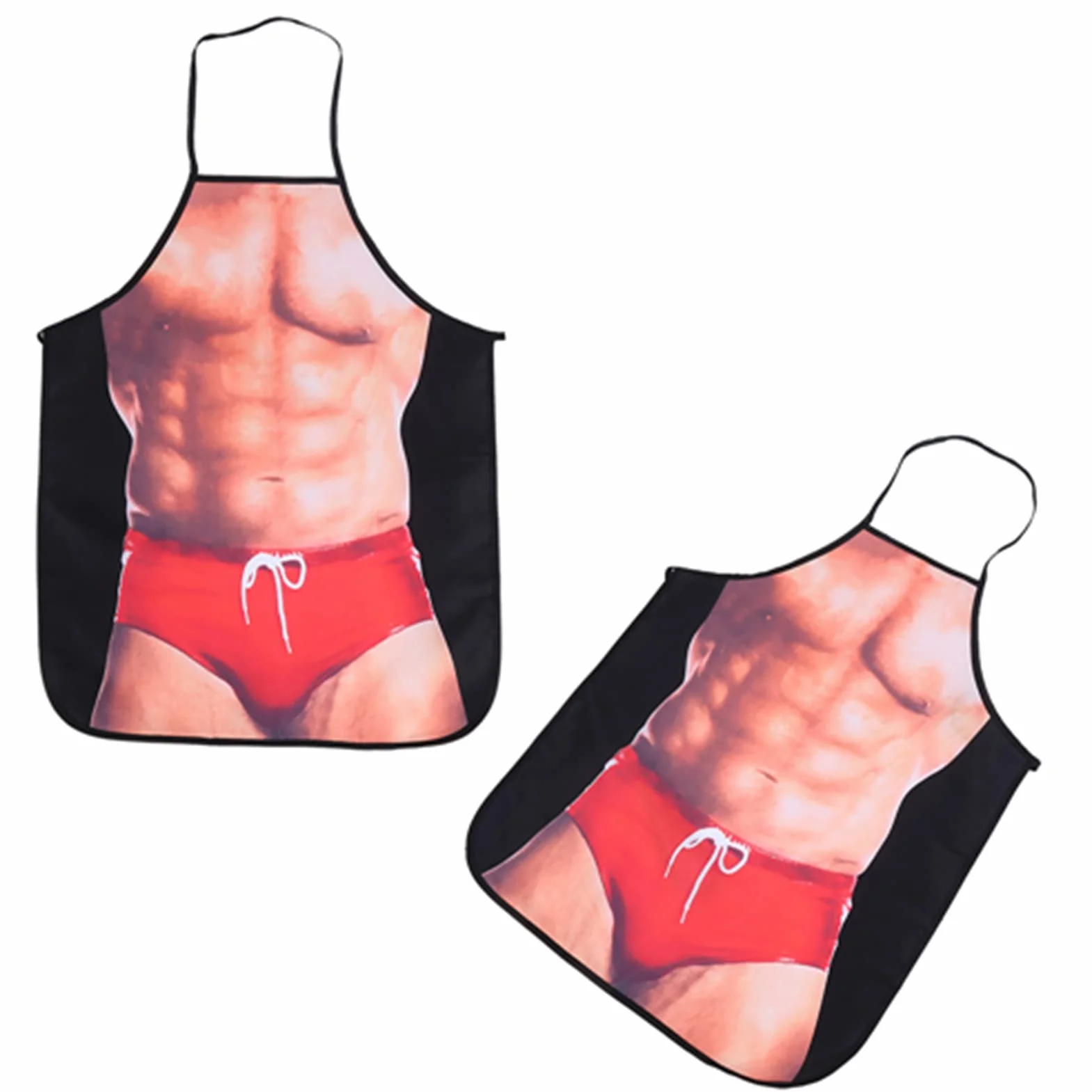 Zabawny fartuch kuchenny 3D humorystyczny wodoodporny z motywem muskularnego mężczyzny w bikini dla dorosłych do gotowania grillowania