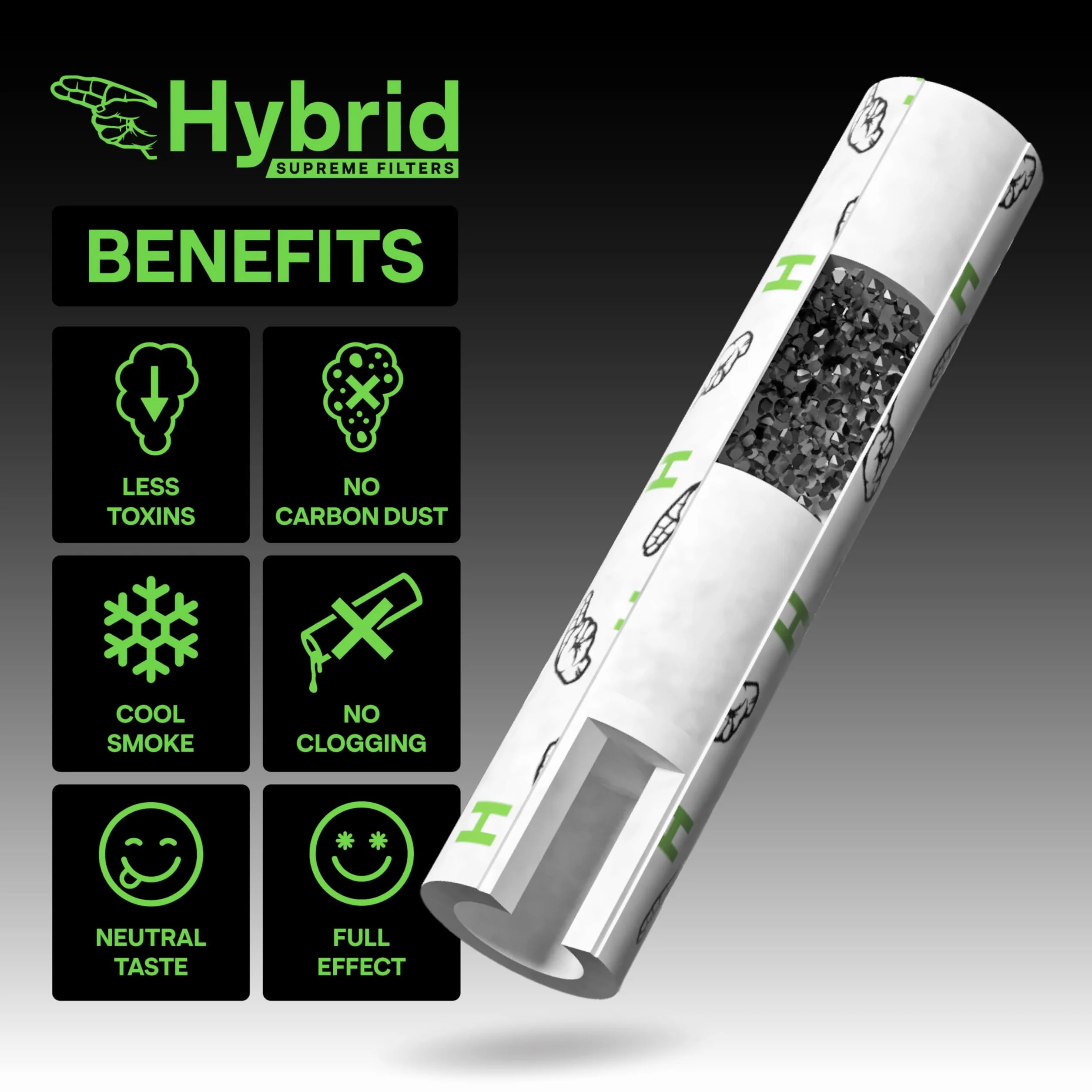 Hybrid Hybrid Supreme filtr celulozowy/węgiel aktywny Ø 6,4 mm