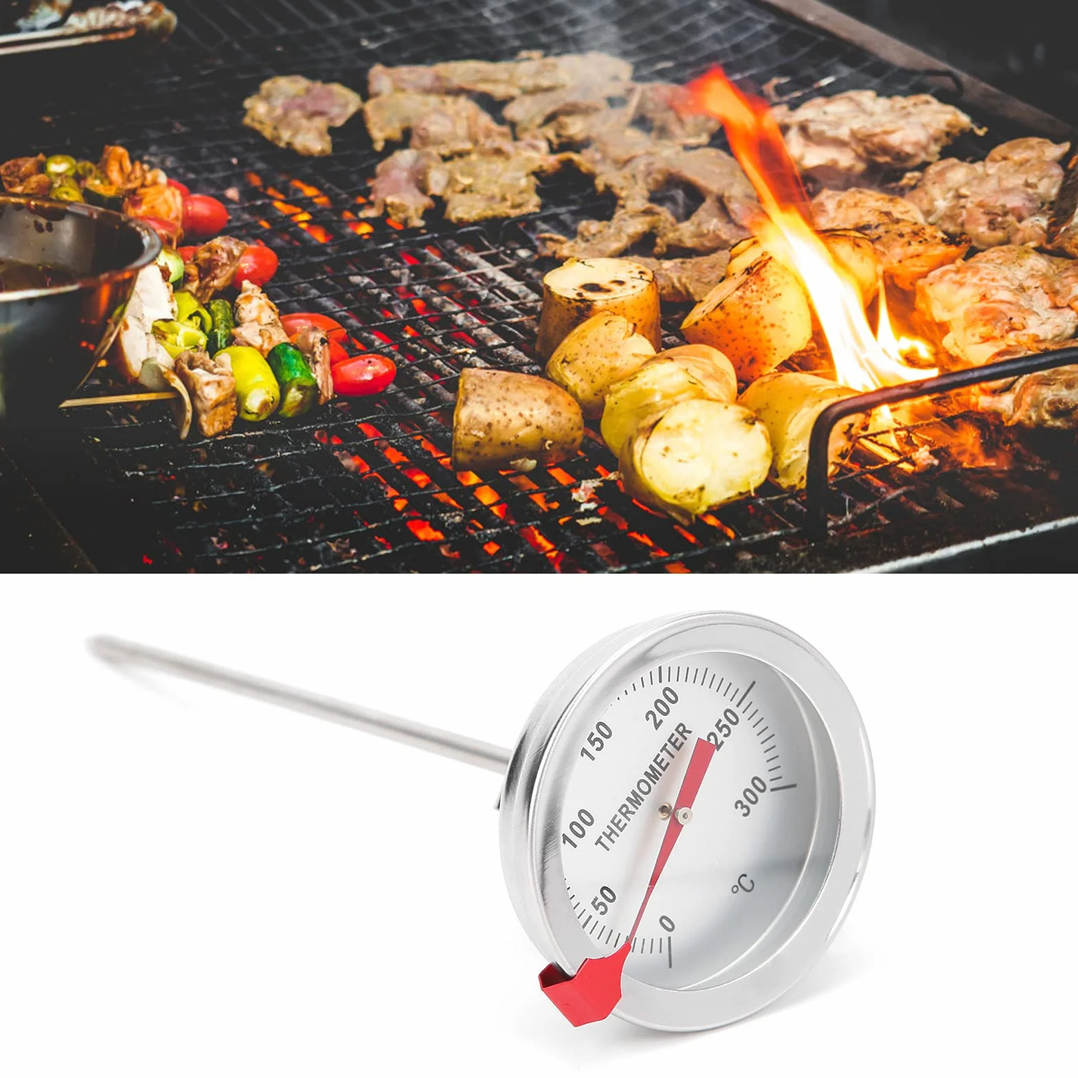 Termometr do głębokiego smażenia, termometr do smażenia na głębokości 5 cm Termometr do smażenia do samochodu do miski olejowej(15 cm)