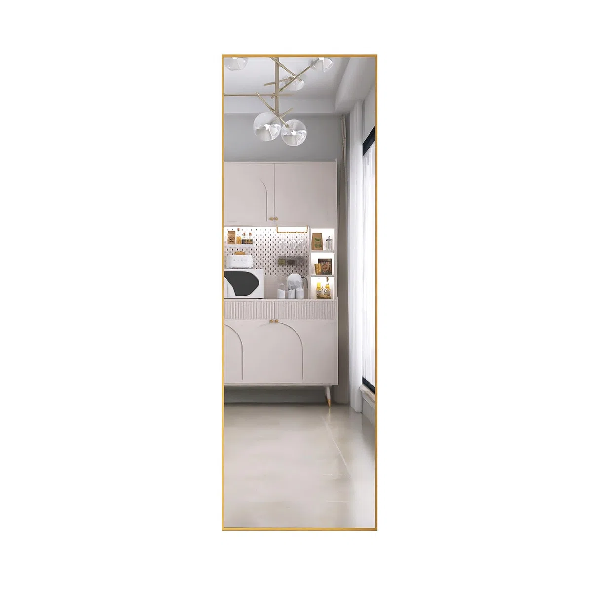 KeepGoon Klasyczne lustro stojące, 162 x 53 W, duże lustro na całe ciało, aluminiowa rama, prostokątne lustro kosmetyczne, idealne do salonu, sypialni, garderoby (złote)