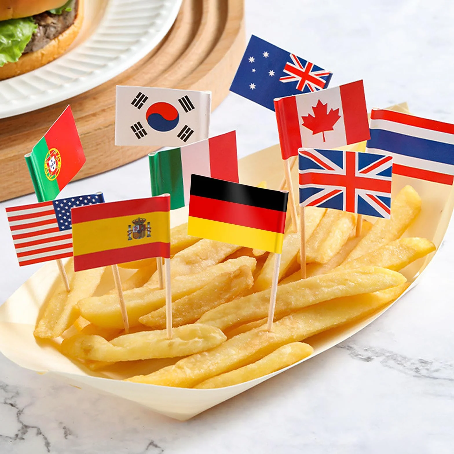 100 krajów międzynarodowe wykałaczki, flagi koktajlowe, flaga ME, mini wykałaczka, dwustronna europejska dekoracyjna wykałaczka do dekoracji na imprezę, koktajl, owoce, babeczki, toppery