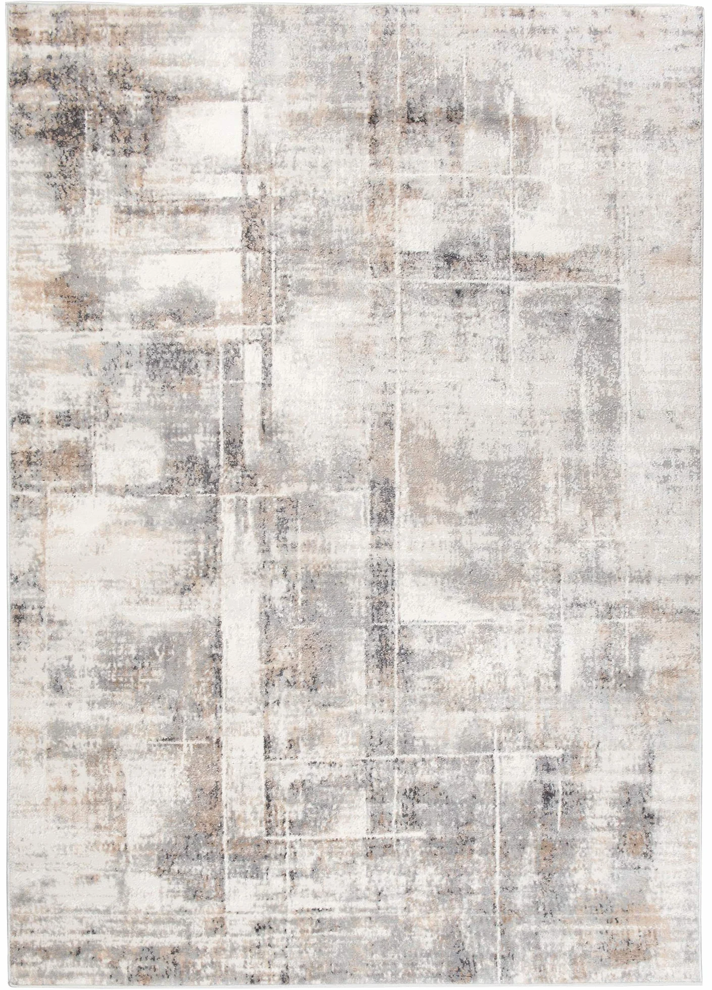Tapiso Valley dywan z krótkim włosiem, nowoczesny, abstrakcyjny, szary, beżowy, kremowy, wielokolorowe linie, nakrapiane, do salonu, sypialni, 300 x 400 cm