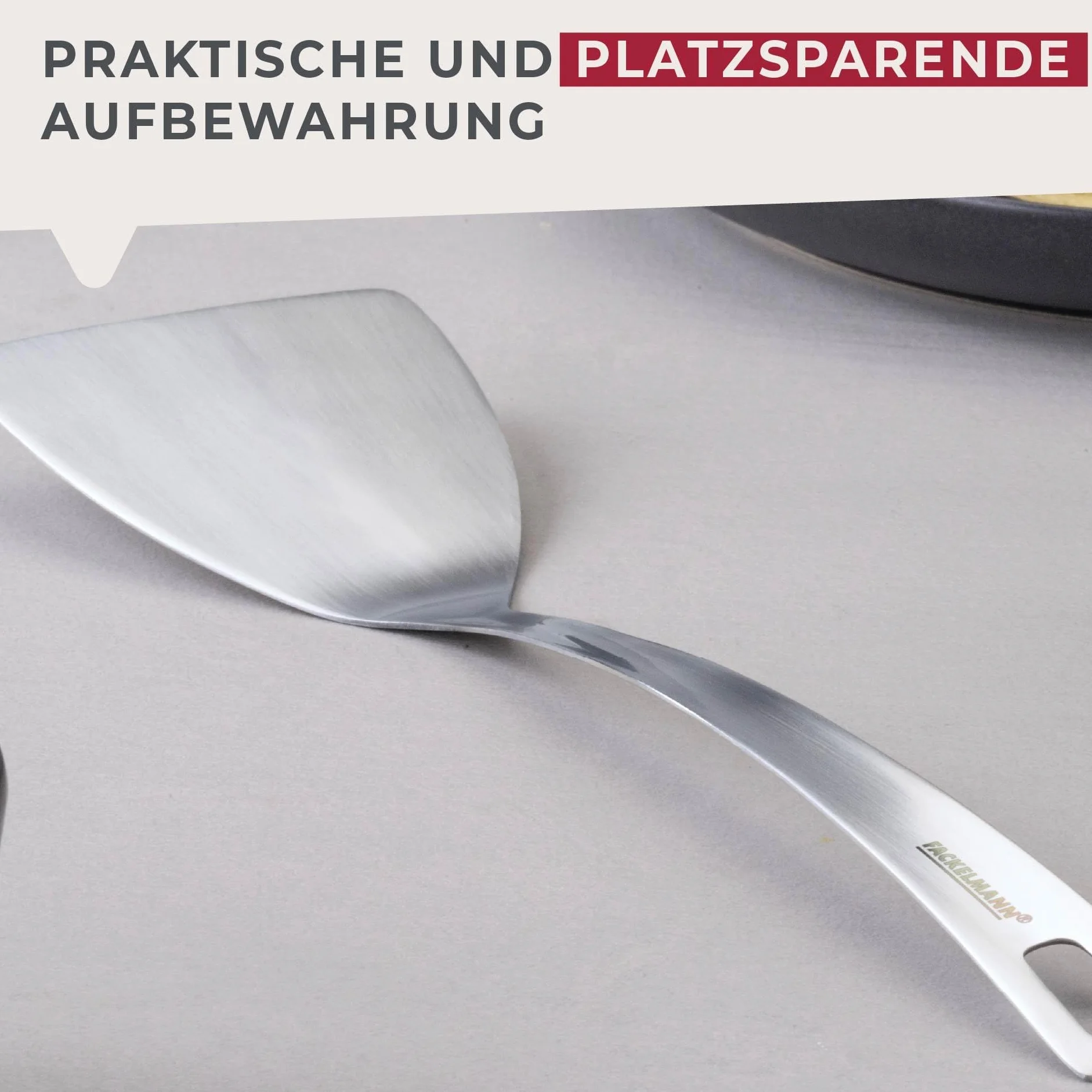 Fackelmann Szpatułka kuchenna Essential ze stali nierdzewnej – optymalna do obracania mięsa, burgerów i ryb, nadaje się do mycia w zmywarce, srebrna