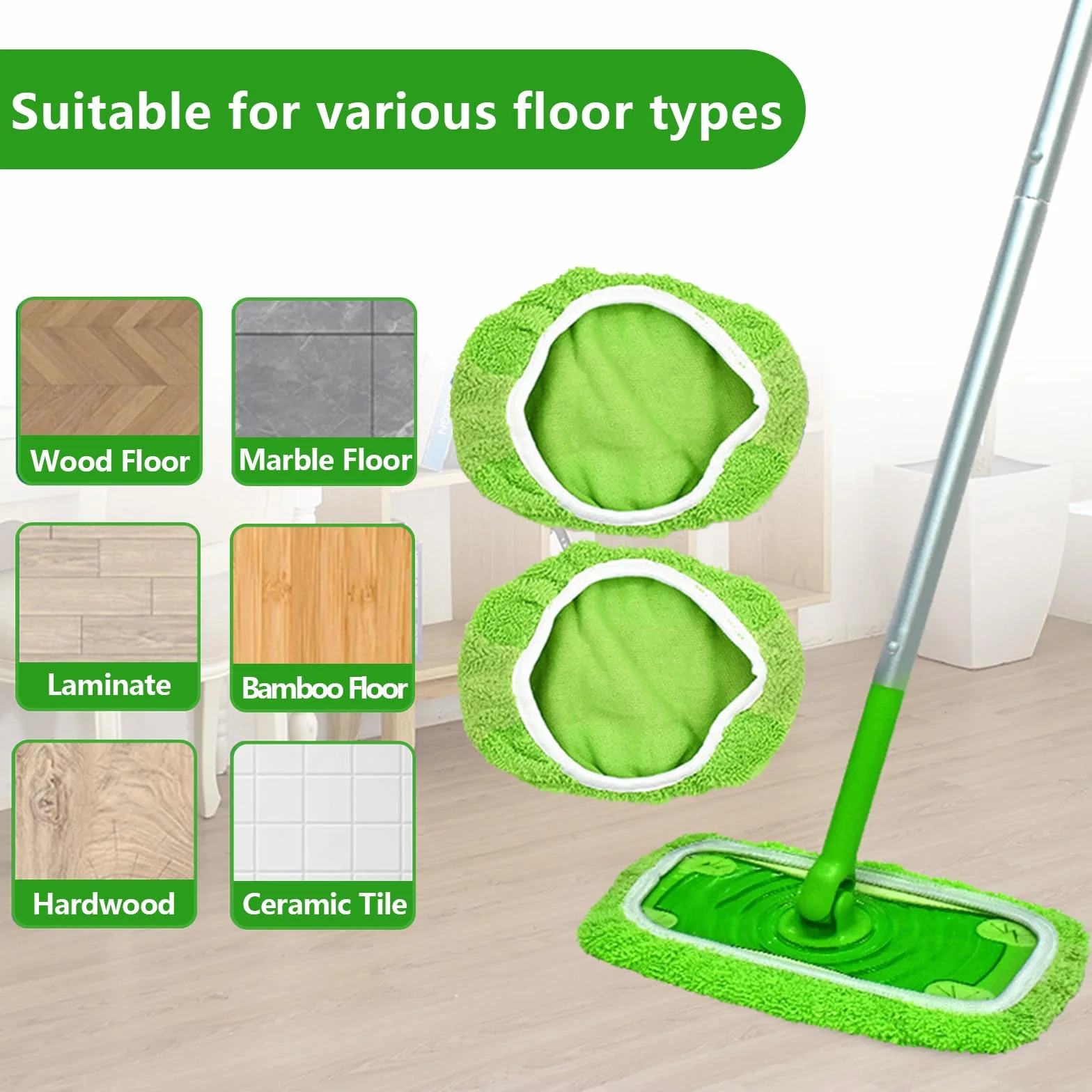 6 sztuk ściereczek wielokrotnego użytku do mopu Swiffer, ściereczki z mikrofibry do mopu Swiffer Sweeper, wilgotne i suche, uniwersalne ściereczki do czyszczenia powierzchni 25,5x12 CM