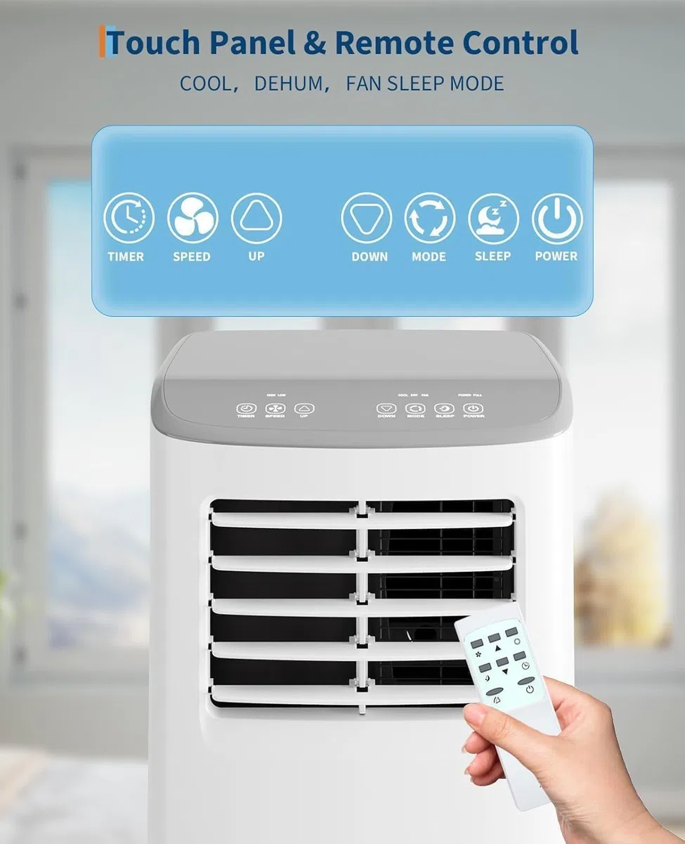 Garvee - Przenośny klimatyzator 3 w 1, 8000 BTU, przenośna jednostka AC z chłodzeniem, osuszaczem powietrza i wentylatorem, do pomieszczeń o powierzchni do 350 m², z pilotem zdalnego sterowania