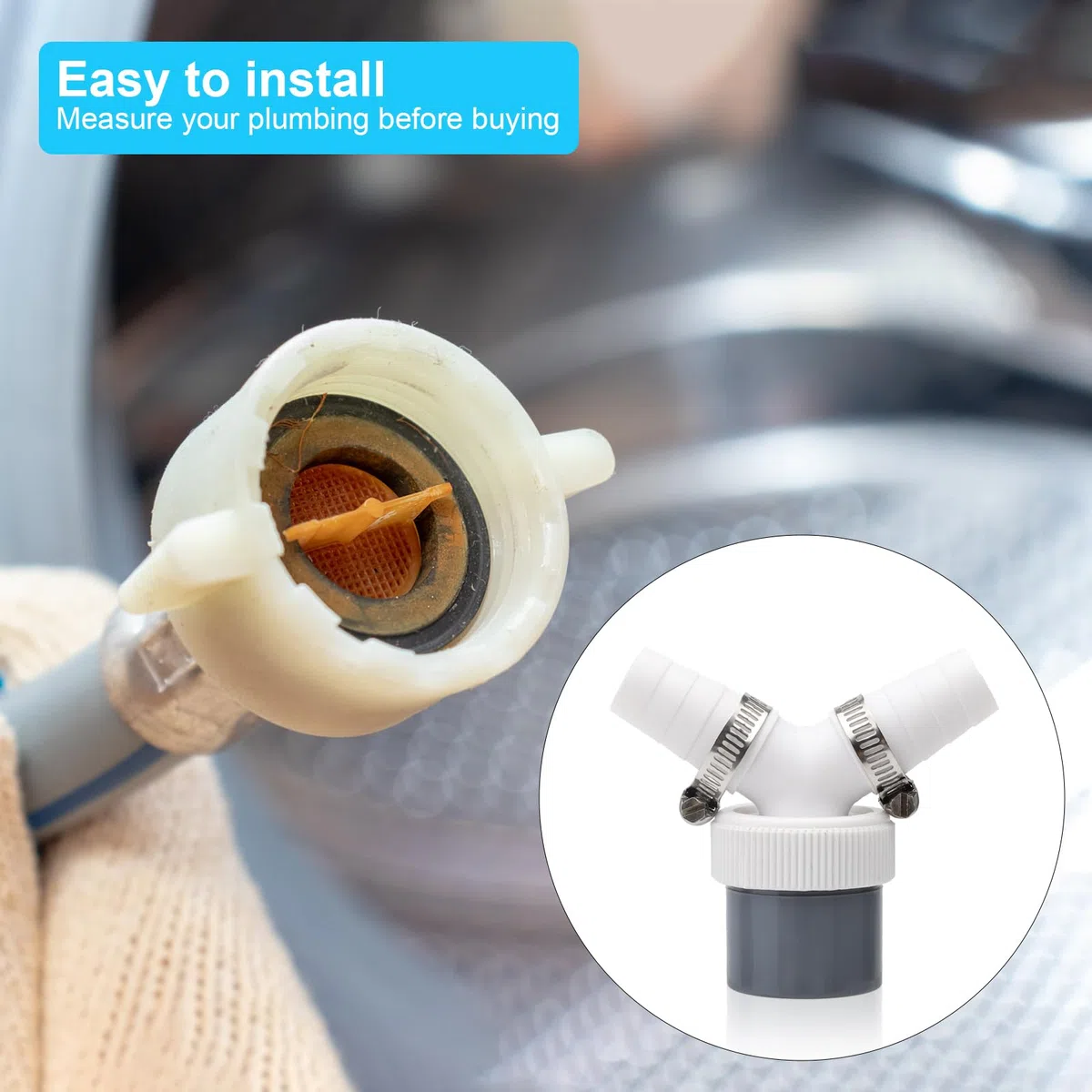 Adapter do odpływu pralki, podwójne przyłącze Y-Adapter z wlotem 18-24 mm i wylotem 40 mm, rura z obejścią do zmywarki, suszarki, pralki