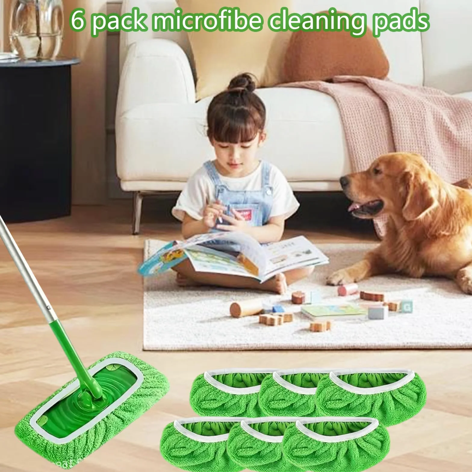 6 sztuk ściereczek wielokrotnego użytku do mopu Swiffer, ściereczki z mikrofibry do mopu Swiffer Sweeper, wilgotne i suche, uniwersalne ściereczki do czyszczenia powierzchni 25,5x12 CM