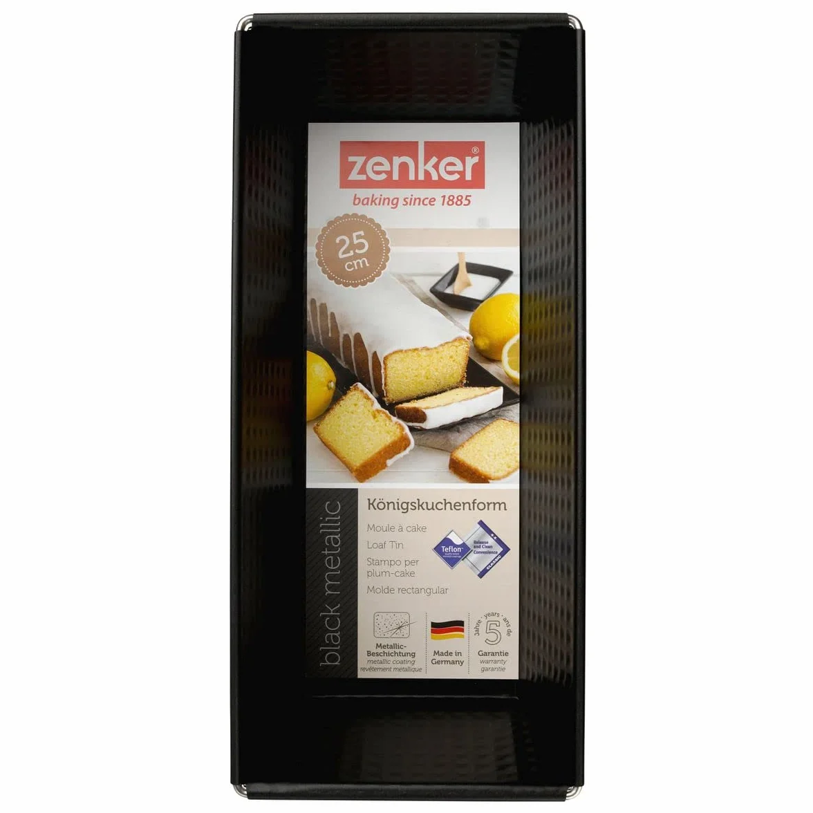 Zenker Foremka do pieczenia ciasta królewskiego z powłoką zapobiegającą przywieraniu, wysokiej jakości forma do pieczenia w kolorze czarnym (forma kuchenna: ok. 255 x 115 x 70 mm), ilość: 1 sztuka