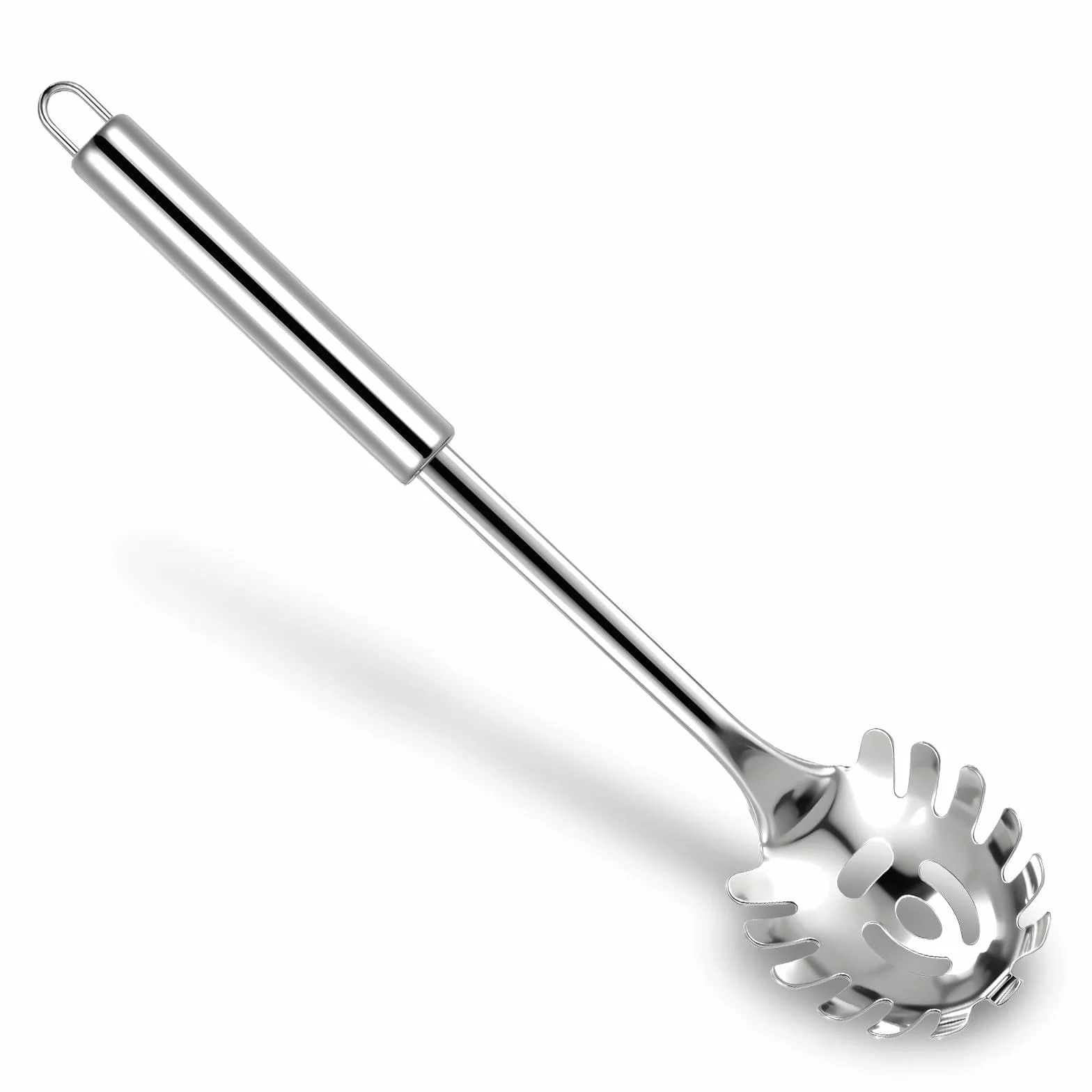 JIEYAO Łyżka do spaghetti, profesjonalna łyżka do makaronu ze stali nierdzewnej, z ergonomicznym uchwytem, szczypce do makaronu, 30 cm, możliwość zawieszenia, idealna do spaghetti linguini i makaronu