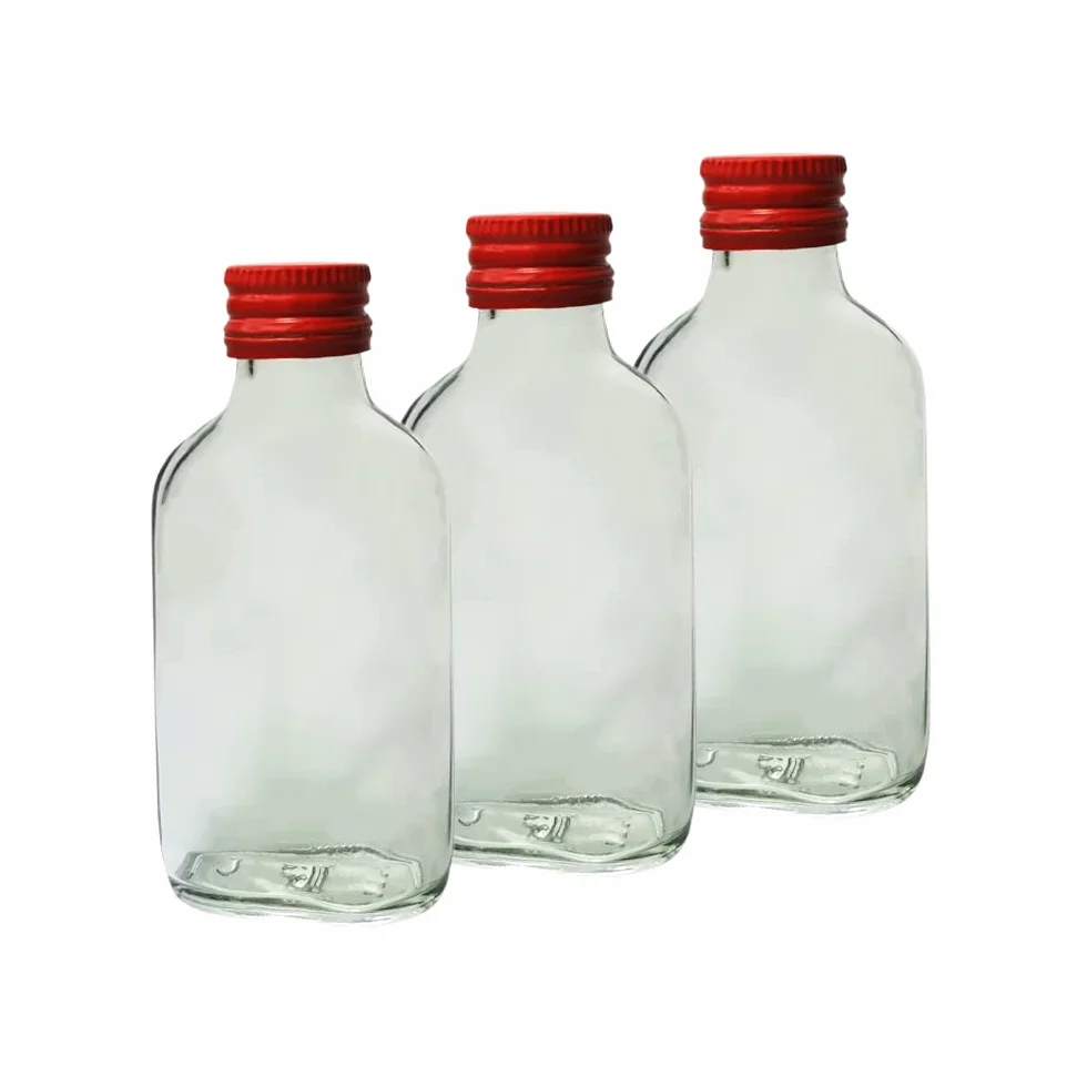 10 x szklane buteleczki 100 ml (0,1 l) z zakrętkami – do samodzielnego napełniania z nakrętką, hermetyczne... (10 x butelka + czerwone zakrętki)