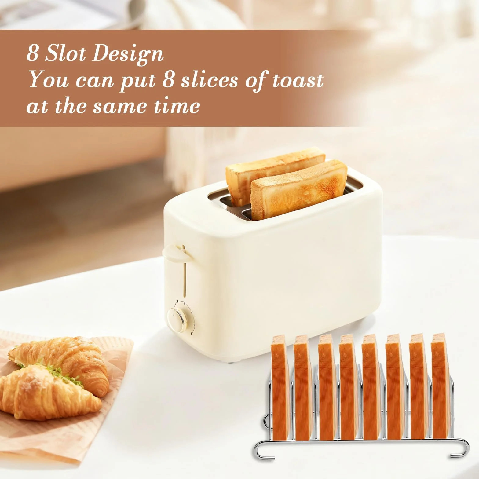 DAWRIS Stojak na tosty ze stali nierdzewnej – 8 kromek do frytkownicy na gorące powietrze i piekarnika, srebrny uchwyt na chleb, uchwyt na tosty do Airfryer, akcesoria kuchenne i jadalniane