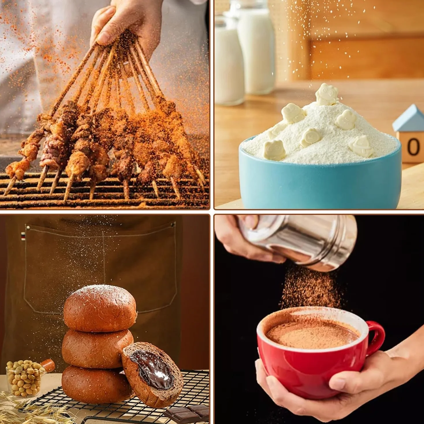 Shaker proszków ze stali nierdzewnej Siatkowy shaker czekolady Sitko mąki kawy Słoiki przyprawy Pojemnik przyprawy Kuchenne narzędzia kuchenne ze zdejmowaną pyłoszczelną pokrywką pieczenia Gotowanie M