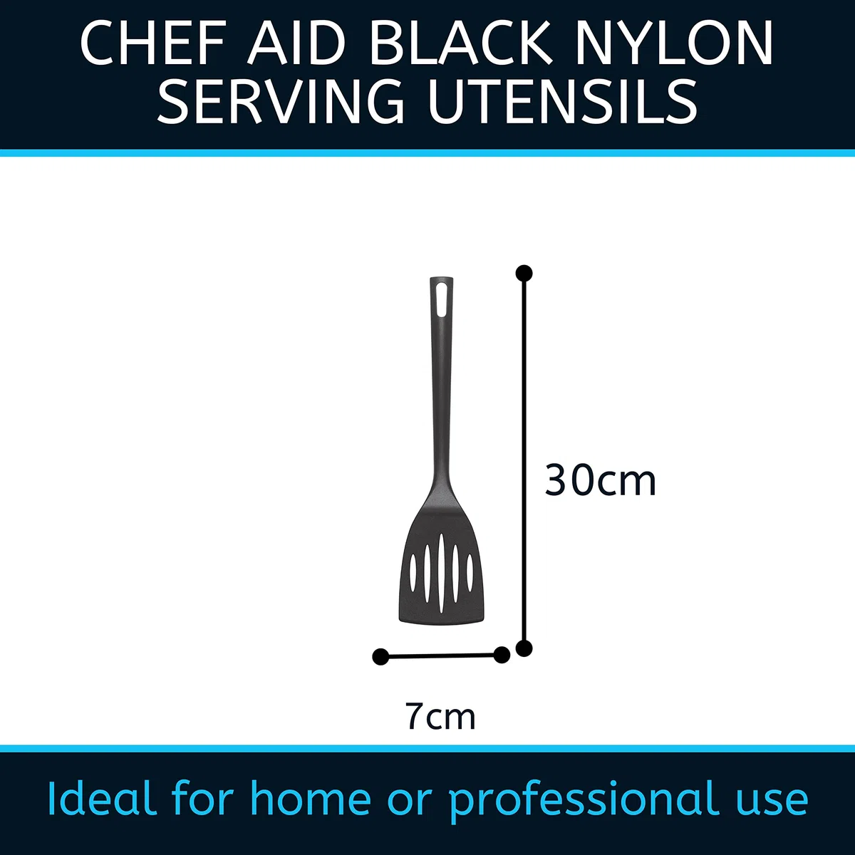 Chef Aid Nylonowa elastyczna łopatka szczelinowa, bez BPA, szpatułka kuchenna do użytku z nieprzywierającymi naczyniami, część zestawu przyborów kuchennych, czarna