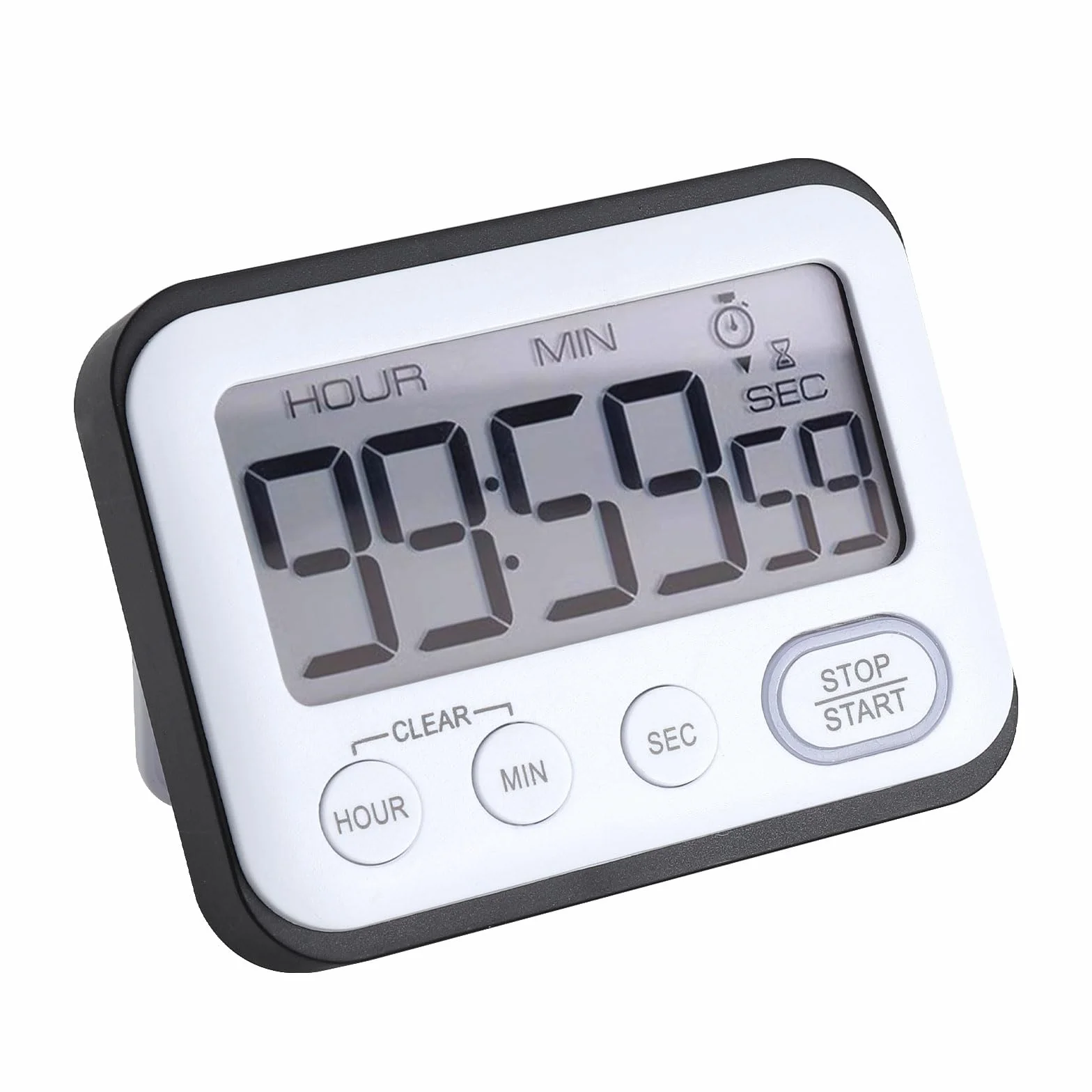 HENGBIRD Cyfrowy Minutnik Kuchenny z Dużym Wyświetlaczem, Timer 3 w 1 z Alarmem, Stoperem, Odliczaniem i Liczeniem Czasu, Ekran LCD z Magnesem i Podstawką do Kuchni, Nauki i Biura, Czarny z Naklejką D