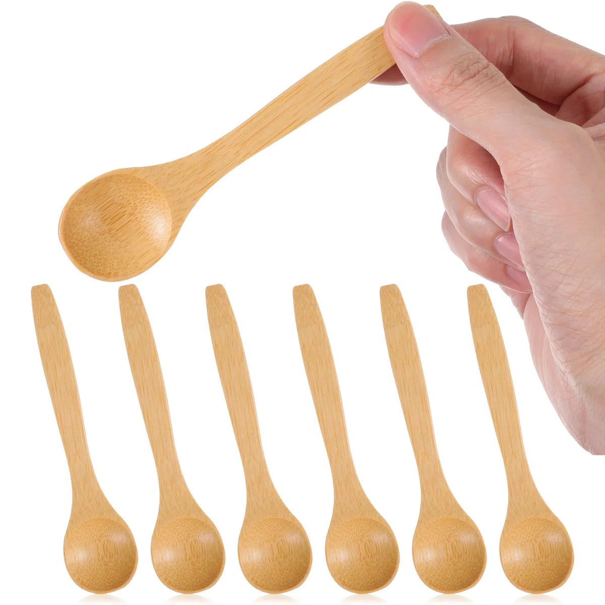 6 SZTUK Łyżek Drewnianych do Gotowania, Odporne Małe Łyżki Drewniane 13x3 cm Wielofunkcyjne Mini Łyżeczki do Miodu, Herbaty, Kawy, Utensylia do Lodów, Zupy, Pieczenia, Mieszania Kuchnia