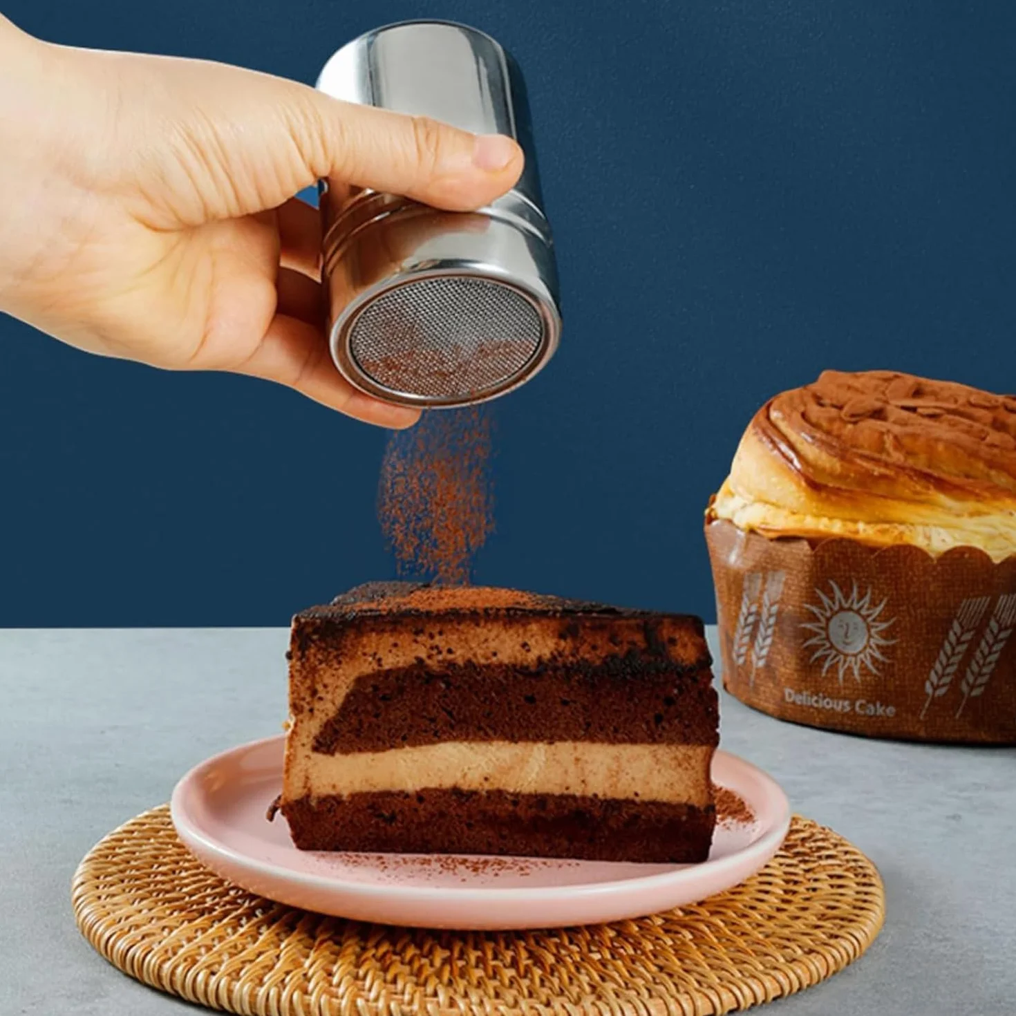 Shaker proszków ze stali nierdzewnej Siatkowy shaker czekolady Sitko mąki kawy Słoiki przyprawy Pojemnik przyprawy Kuchenne narzędzia kuchenne ze zdejmowaną pyłoszczelną pokrywką pieczenia Gotowanie M