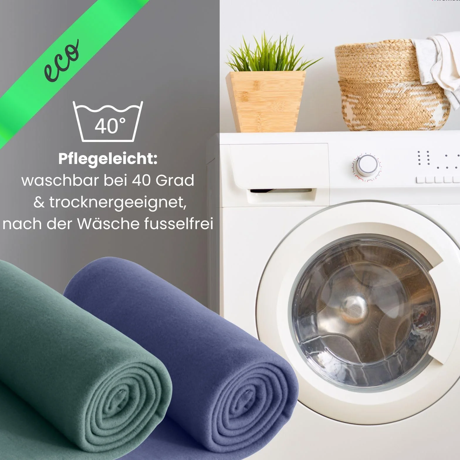 wometo 2-częściowy zestaw ekologicznych koców polarowych ze 100% materiału pochodzącego z recyklingu + sprawdzone pod kątem ÖkoTex 130 x 160 cm ok. 400 g – ciemnozielone z zabezpieczeniem przed