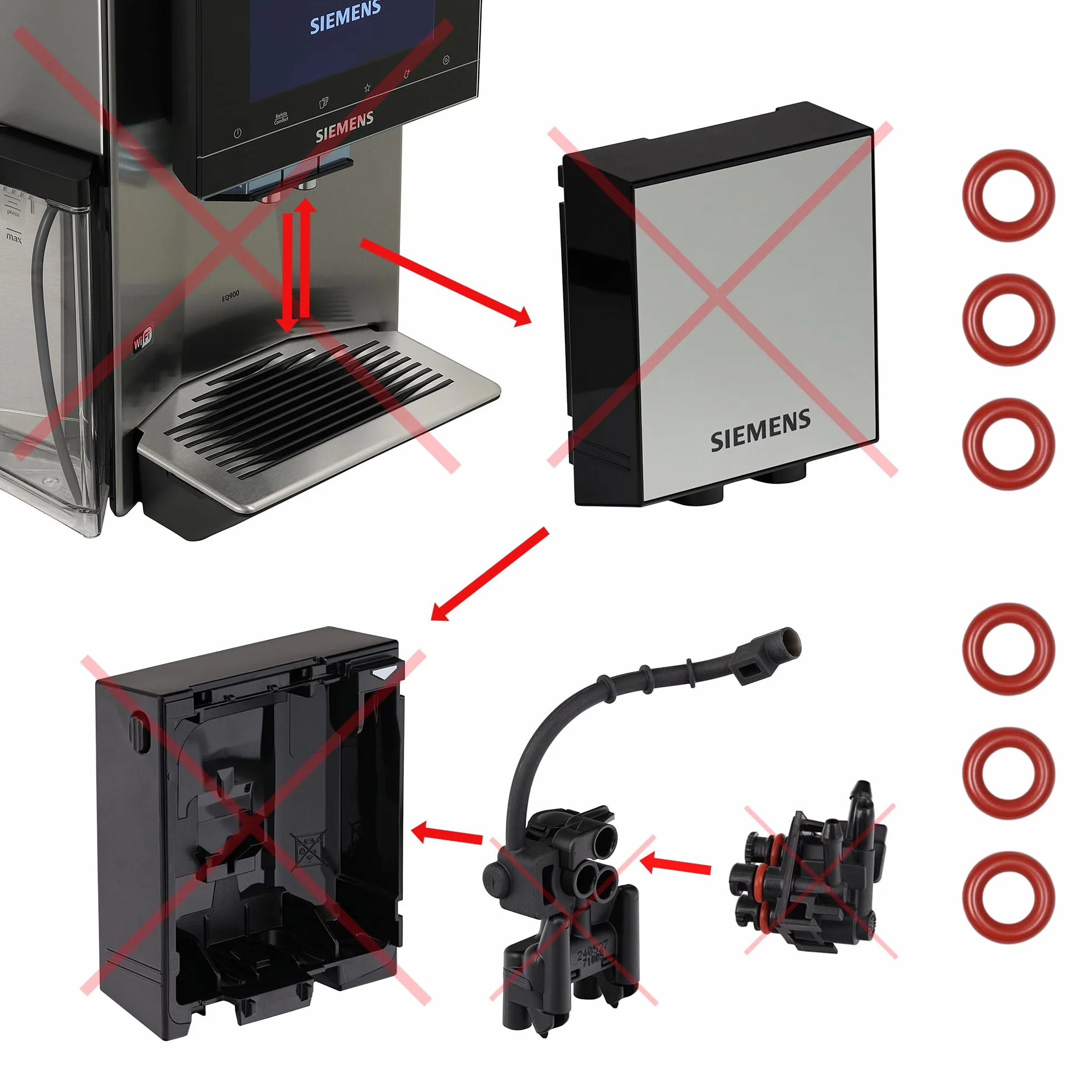 Zestaw konserwacyjny uszczelek O-ring kompatybilny z Siemens EQ 9 EQ 7 & Bosch VeroProfessional VeroBar Gaggenau CM ekspresami do kawy i mleka Snapworld-Kaffee (Set-50)