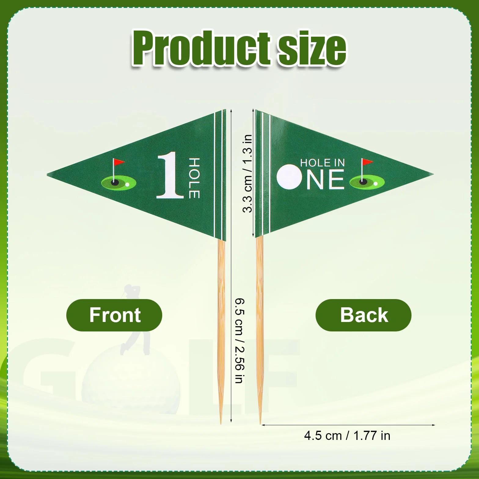 50szt Flag z Wykalaczkami w Ksztalcie Golfa, Hole in One First Birthday Golf Cocktail Picks Mini Stick Cake Toppers Flags Mini Golf Flags Toothpics na Impreze do Baru Dekoracje Zywnosci (Styl 1)