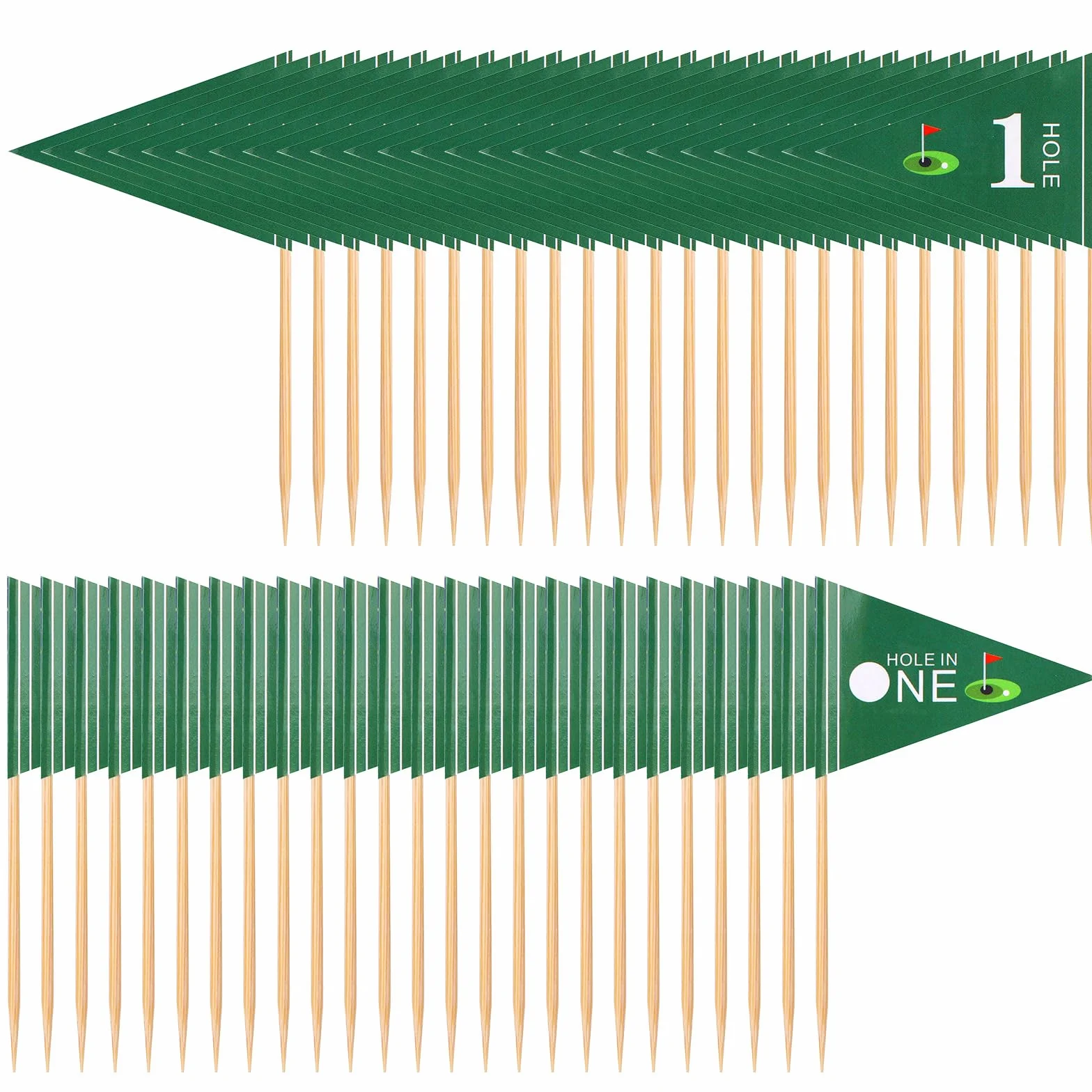 50szt Flag z Wykalaczkami w Ksztalcie Golfa, Hole in One First Birthday Golf Cocktail Picks Mini Stick Cake Toppers Flags Mini Golf Flags Toothpics na Impreze do Baru Dekoracje Zywnosci (Styl 1)