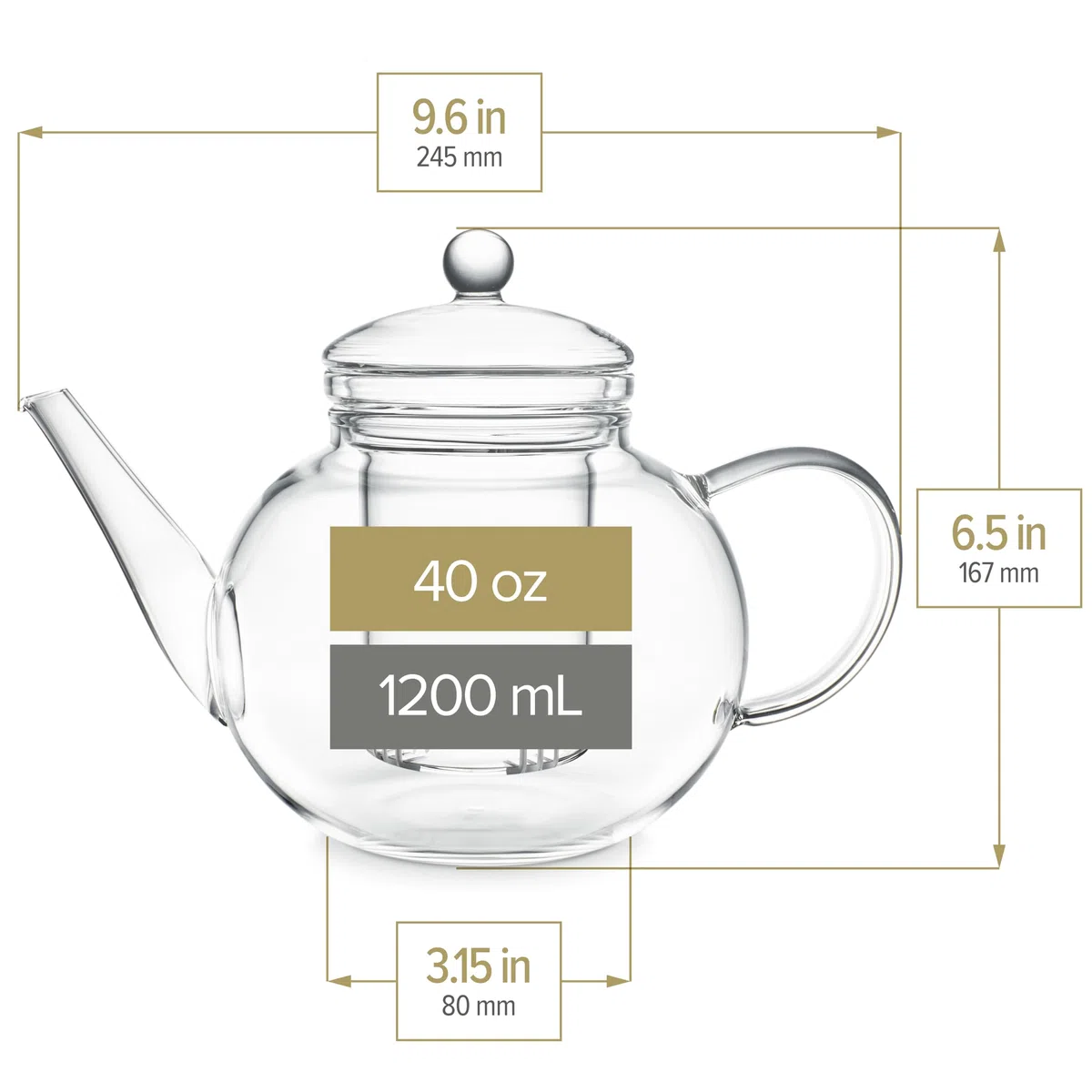 Teabloom Zapasowa szklana pokrywka czajniczek do czajniczek i wielu innych czajników o średnicy od 7 cm do 7,5 cm (7 cm i 7,5 cm) - część zamienna