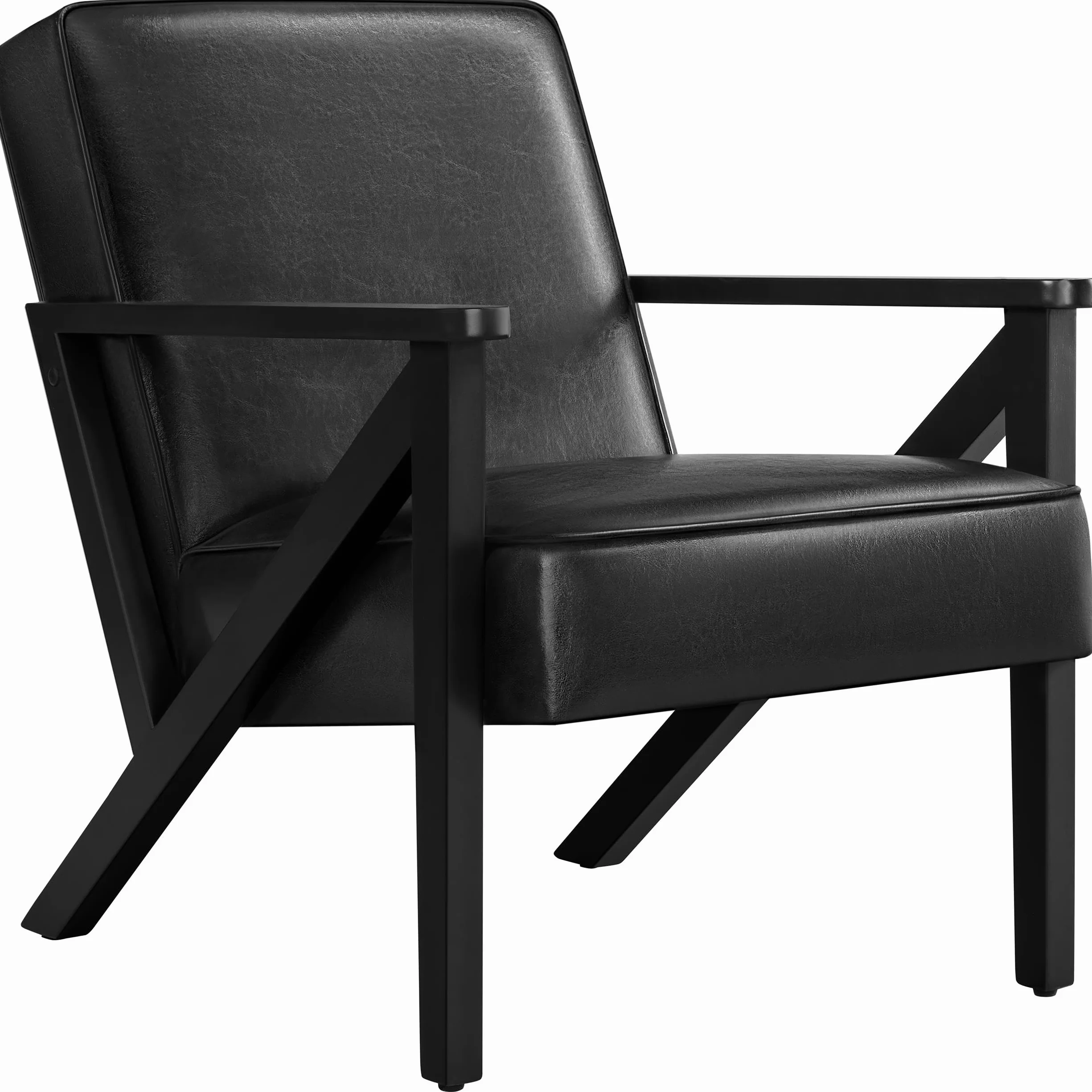 Yaheetech Fotel telewizyjny do wypoczynku, ze sztucznej skóry, fotel wypoczynkowy, tapicerowany, pojedyncza sofa z nogami z litego drewna, na balkon/do salonu/sypialni, recepcji, kolor czarny
