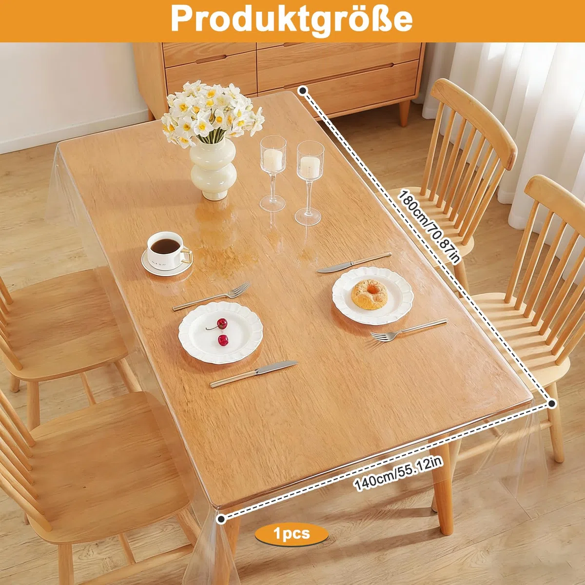 Przezroczysty obrus, 180 x 140 cm, zmywalny, przezroczysty, 0,15 mm, przezroczysty obrus na stół, biurko