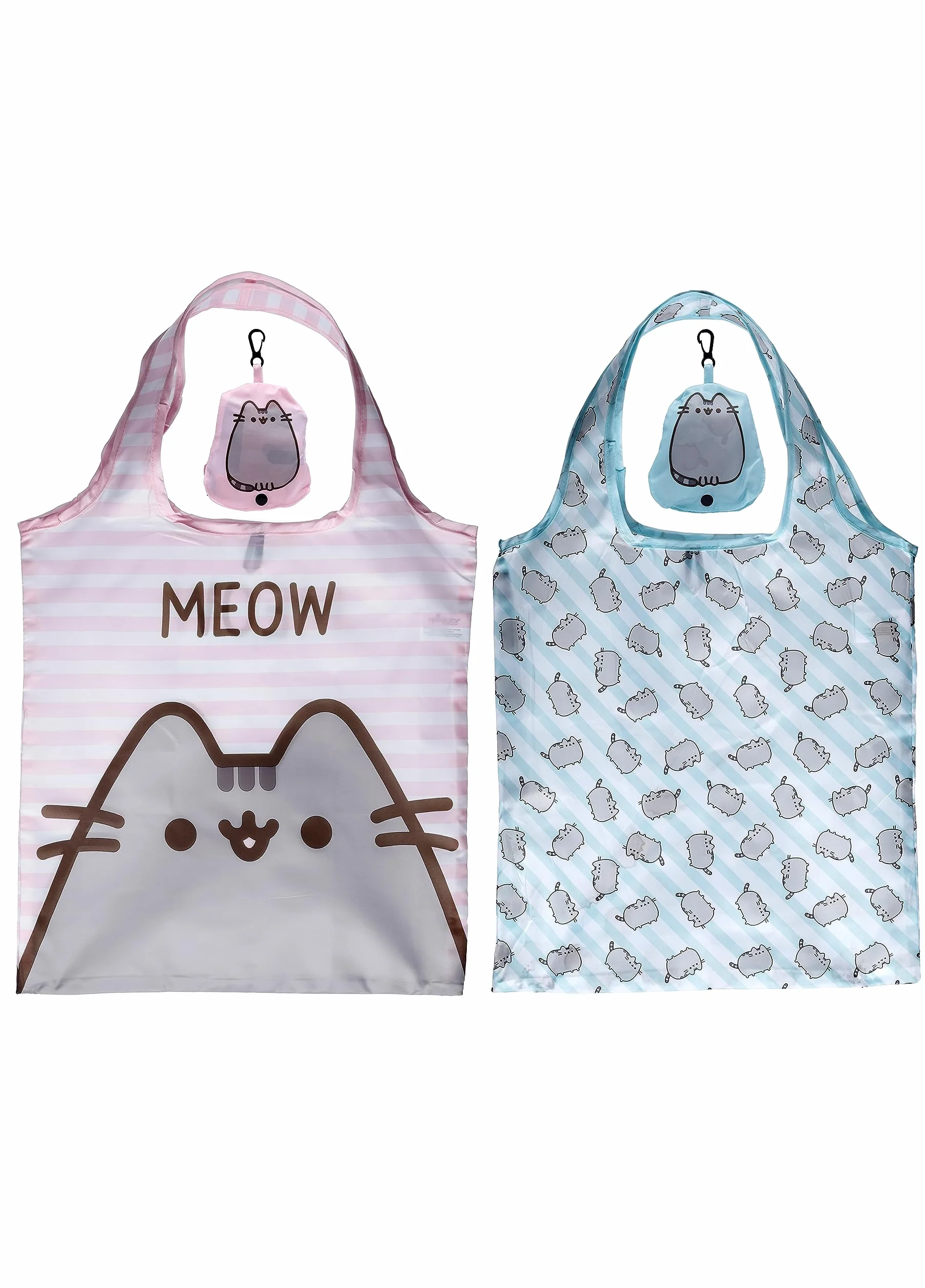 Puckator Składana torba na zakupy wielokrotnego użytku, wzór kota Pusheen, składana torba na zakupy, składana torba na zakupy, składana torba w woreczku, rodzinna torba plażowa, wielobarwny, Small