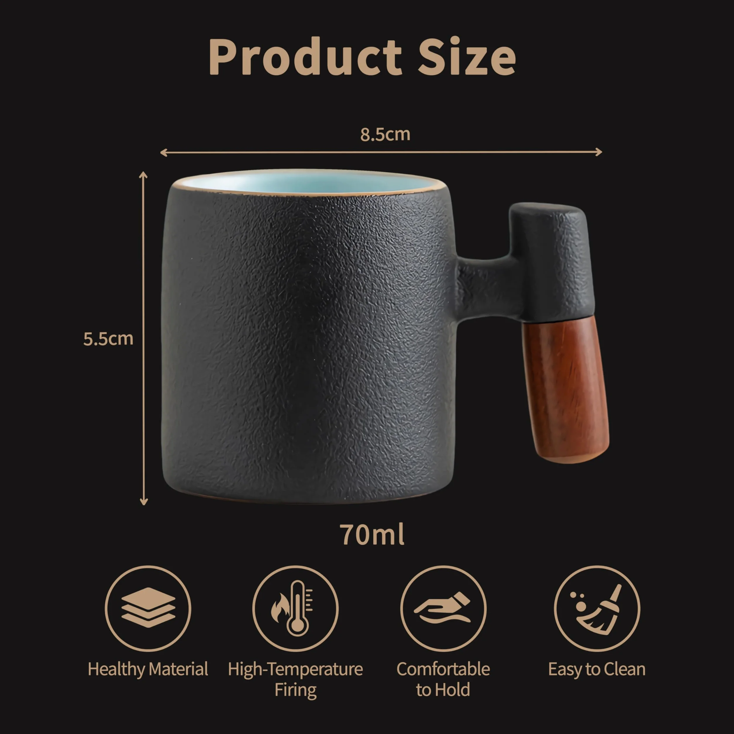 Kubek do espresso, 70 ml, mini ceramiczny kubek do kawy z uchwytem, idealny do espresso, herbaty i lat; wspaniały prezent dla kobiet, mężczyzn, najlepszych przyjaciół lub partnerów.