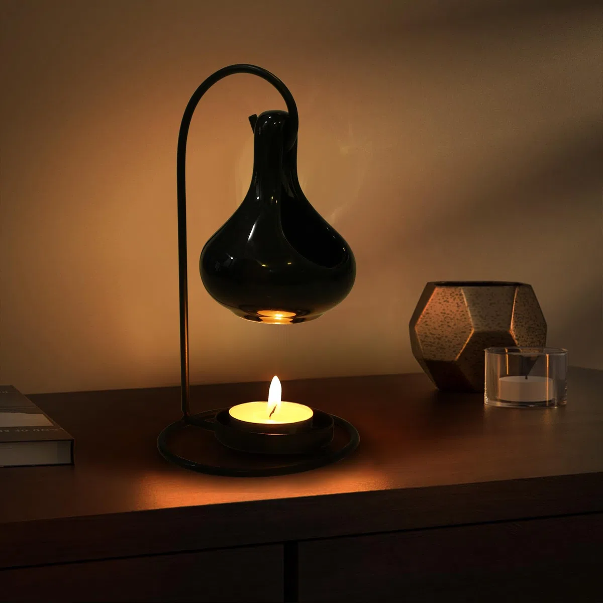 WD&CD Kreatywność ceramiczny palnik olejków eterycznych, podgrzewacz zapachowy, romantyczny design, osobowość, piekarnik, dekoracja domu, kadzidło olejku eterycznego, czarny