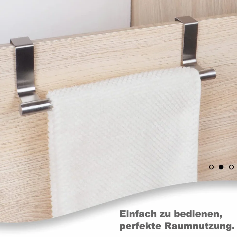 Wieszak na ręczniki, 23 cm, wieszak na ręczniki bez wiercenia, średnica 2 cm, do łazienki kuchni, szafek i szafek ściennych, srebrny