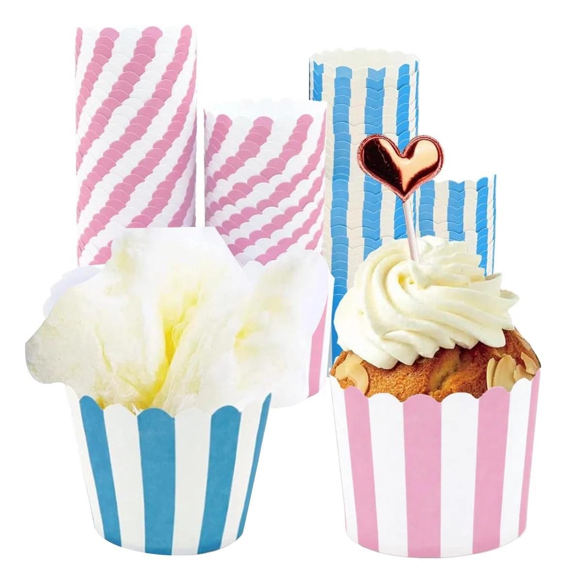 Foremki do muffinek, 100 sztuk, foremki do babeczek, babeczek, babeczek, babeczek, babeczek, słodyczy, pojemników w kolorze różowym i niebieskim