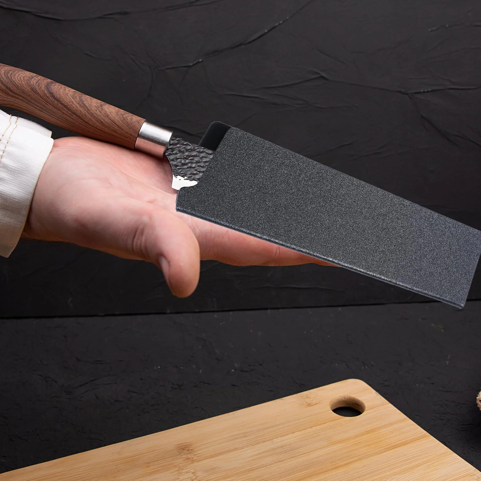 TIESOME Knives osłona na noże, 22 x 5,5 cm, pokrowiec ochronny na nóż szefa kuchni, tworzywo ABS z filcową podszewką wewnętrzną, kieszeń na noże szefa kuchni, kolor czarny