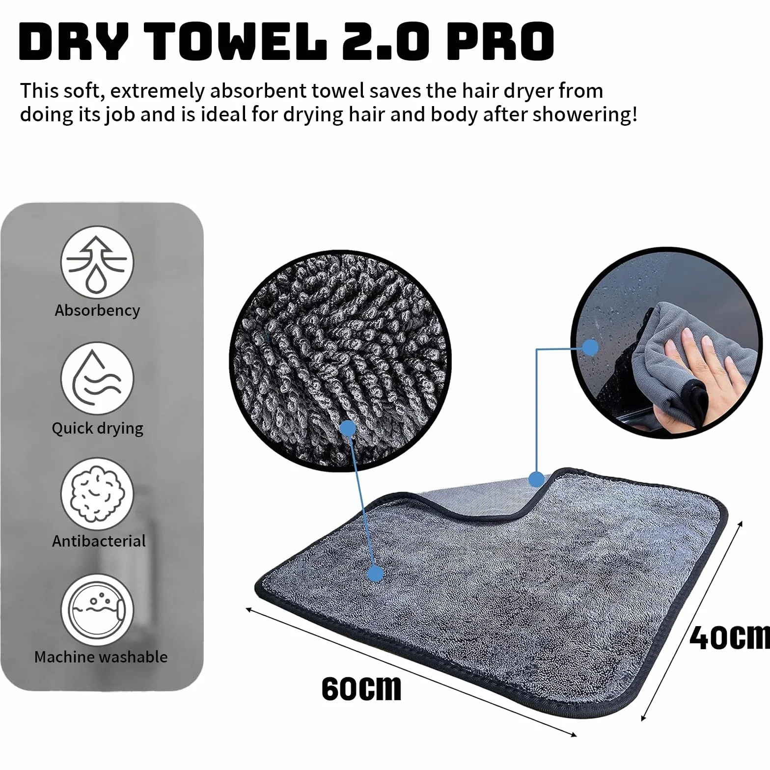 Shiny Bath XXL ściereczka do osuszania, 1 sztuka, szybkoschnąca, 40 x 60 cm, do kabiny prysznicowej, do ściągania wody pod prysznicem i w łazience