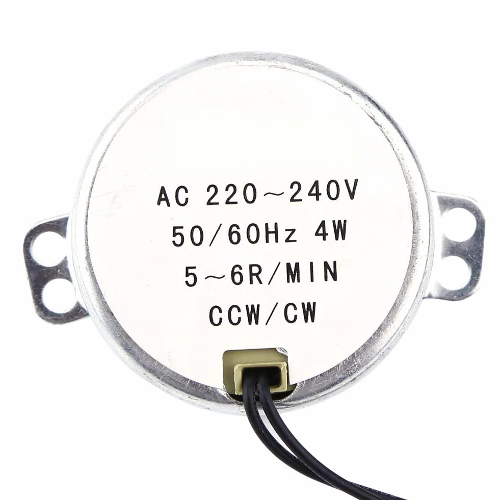 Akozon Silnik synchroniczny AC 220-240V 4W CCW/CW Synchroniczny silnik do mikrofalówki (5-6 obr./min)