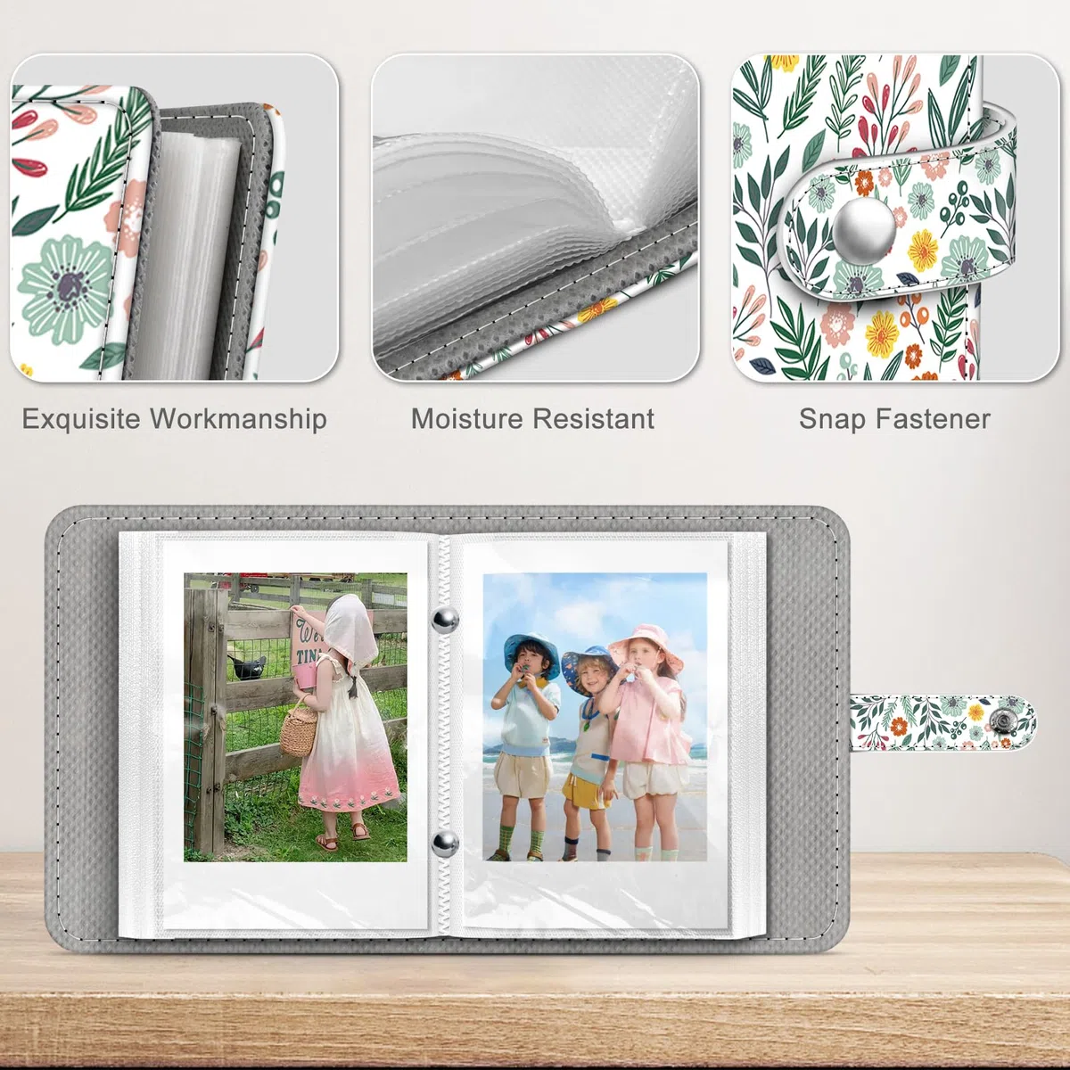 Fintie Mini album fotograficzny do filmów o wymiarach 2 x 3 cale – 52 kieszenie, małe albumy na aparat Fujifilm Instax Mini aparat natychmiastowy/Polaroid Hi-Print, uchwyt na karty fotograficzne