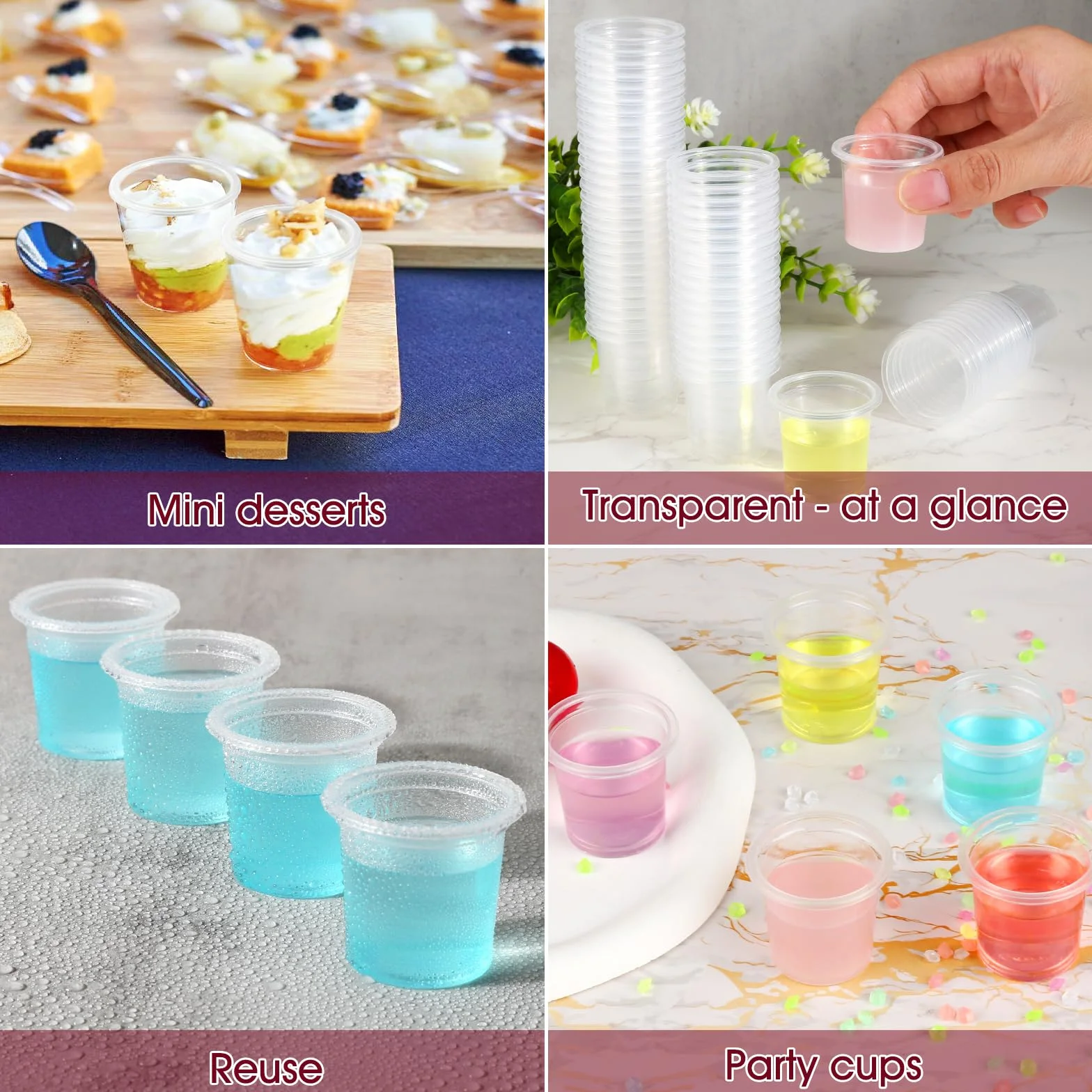 Opakowanie z 200 sztuk kieliszków do wódki z plastiku, 20 ml Plastikowe kieliszki do wódki, przezroczyste kieliszki PET, wielokrotnego użytku plastikowe kubki do degustacji, imprez i