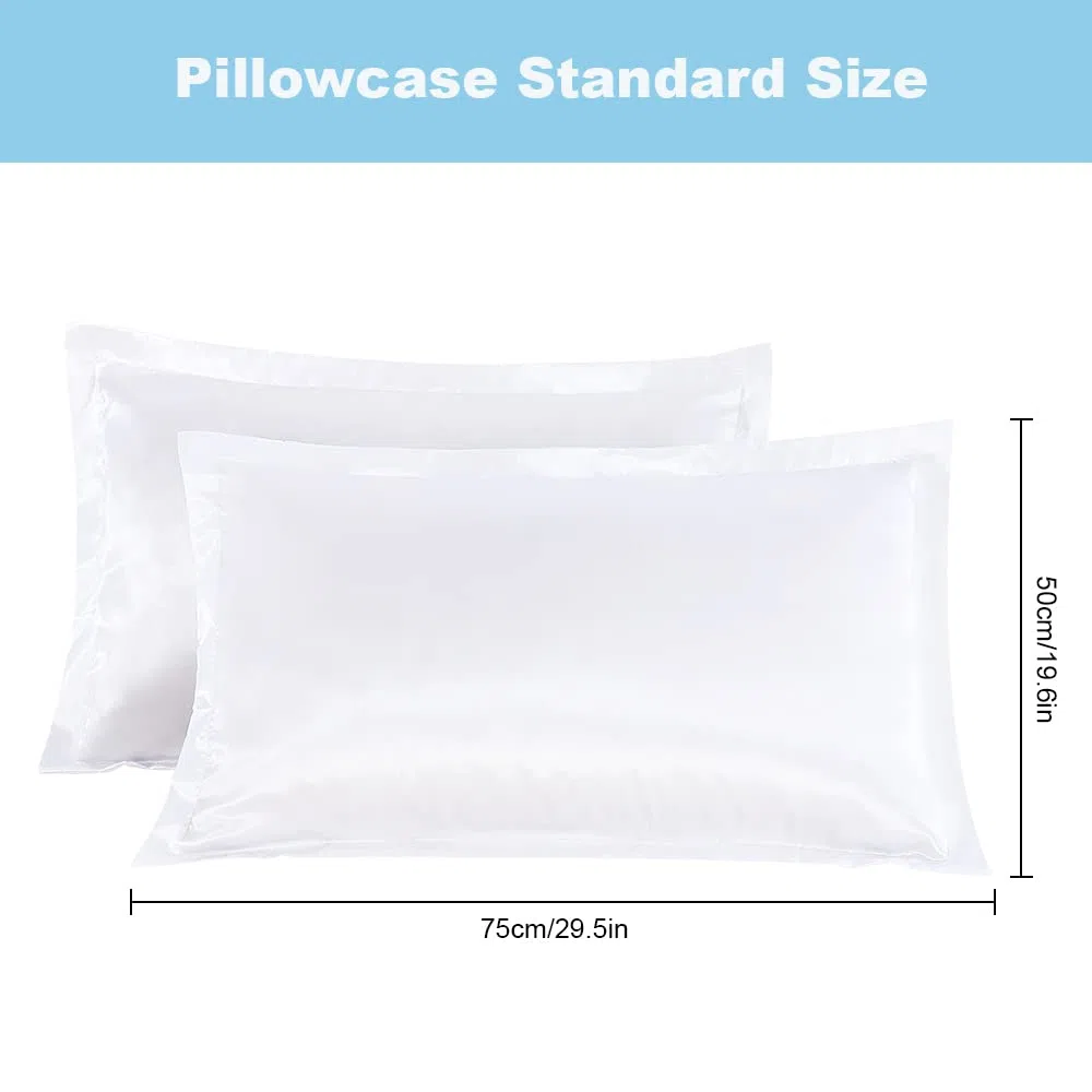 CHRISLZ 2 szt. jedwabna poszewka na poduszkę standardowa 50 * 75 cm jedwabista miękka i bez zmarszczek czysty kolor jedwabna poszewka na poduszkę (biała)
