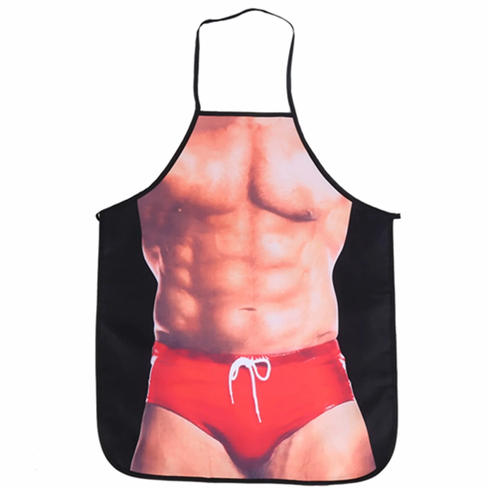 Zabawny fartuch kuchenny 3D humorystyczny wodoodporny z motywem muskularnego mężczyzny w bikini dla dorosłych do gotowania grillowania