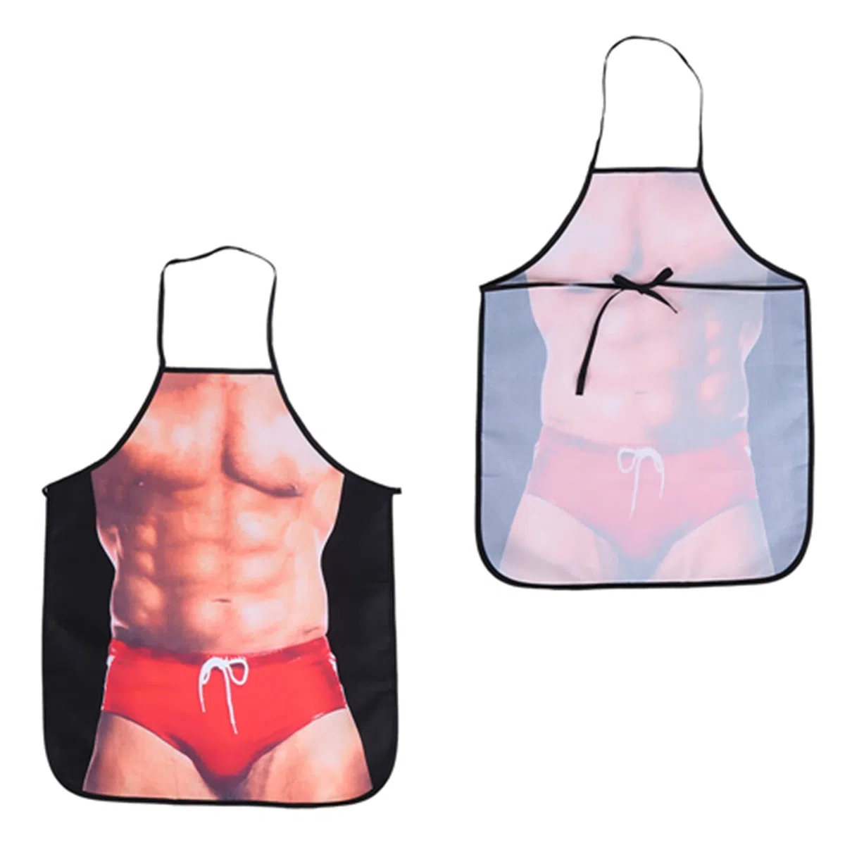 Zabawny fartuch kuchenny 3D humorystyczny wodoodporny z motywem muskularnego mężczyzny w bikini dla dorosłych do gotowania grillowania