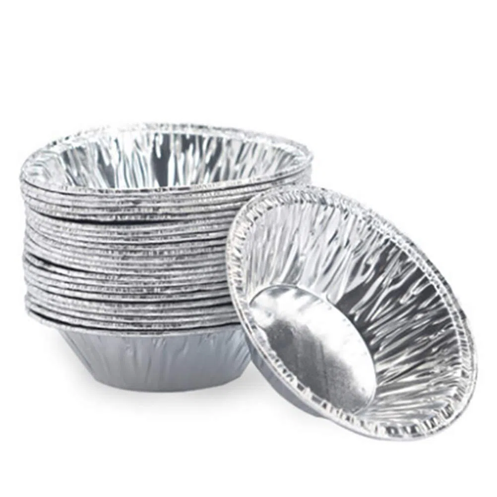 100 sztuk foremek do torteletów 7 cm, jednorazowe, okrągłe, z folii aluminiowej, foremki do ciast, wypieków, budyniu