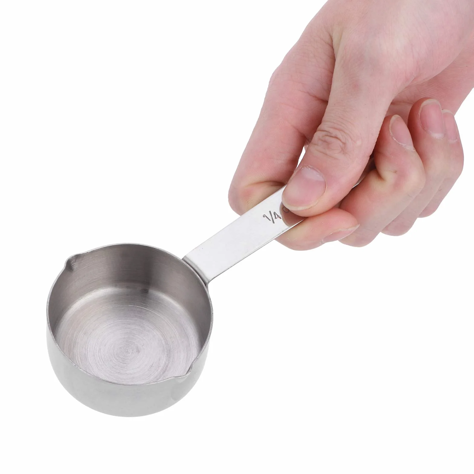 Nikou Zestaw łyżek pomiarowych i kubków ze stali nierdzewnej 304, 1/4 kubka (60 ml) z wagą, przyborami kuchennymi, idealna do kawy, pieczenia i gotowania