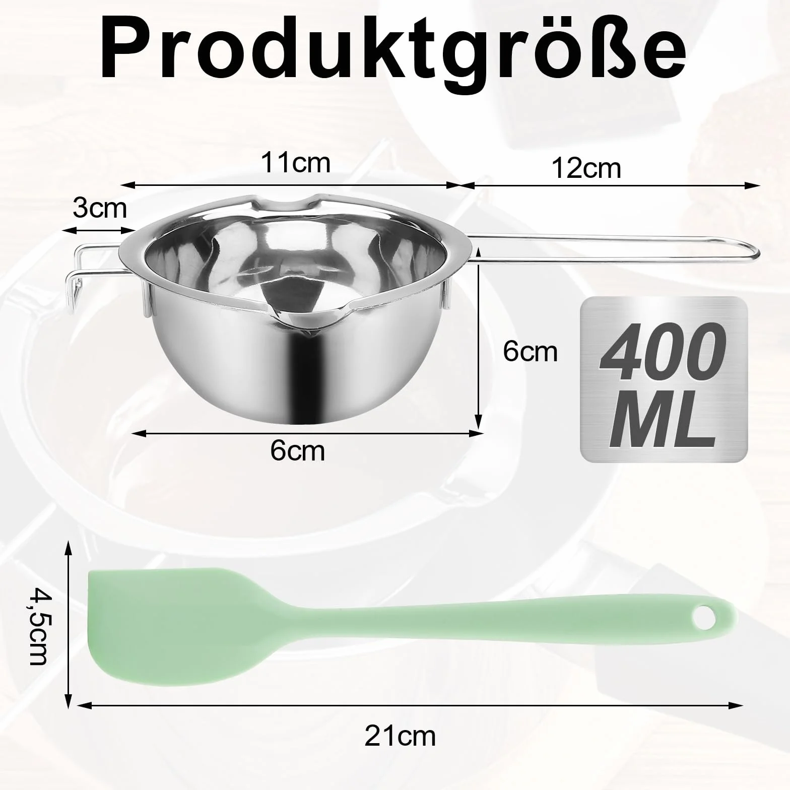 ALLAVA garnek do topienia wosku do świec, miska do kąpieli wodnej, garnek do topienia świec ze stali nierdzewnej 304, bonus: 1 skrobak z tworzywa sztucznego, garnek do topienia świec, cukru, masła
