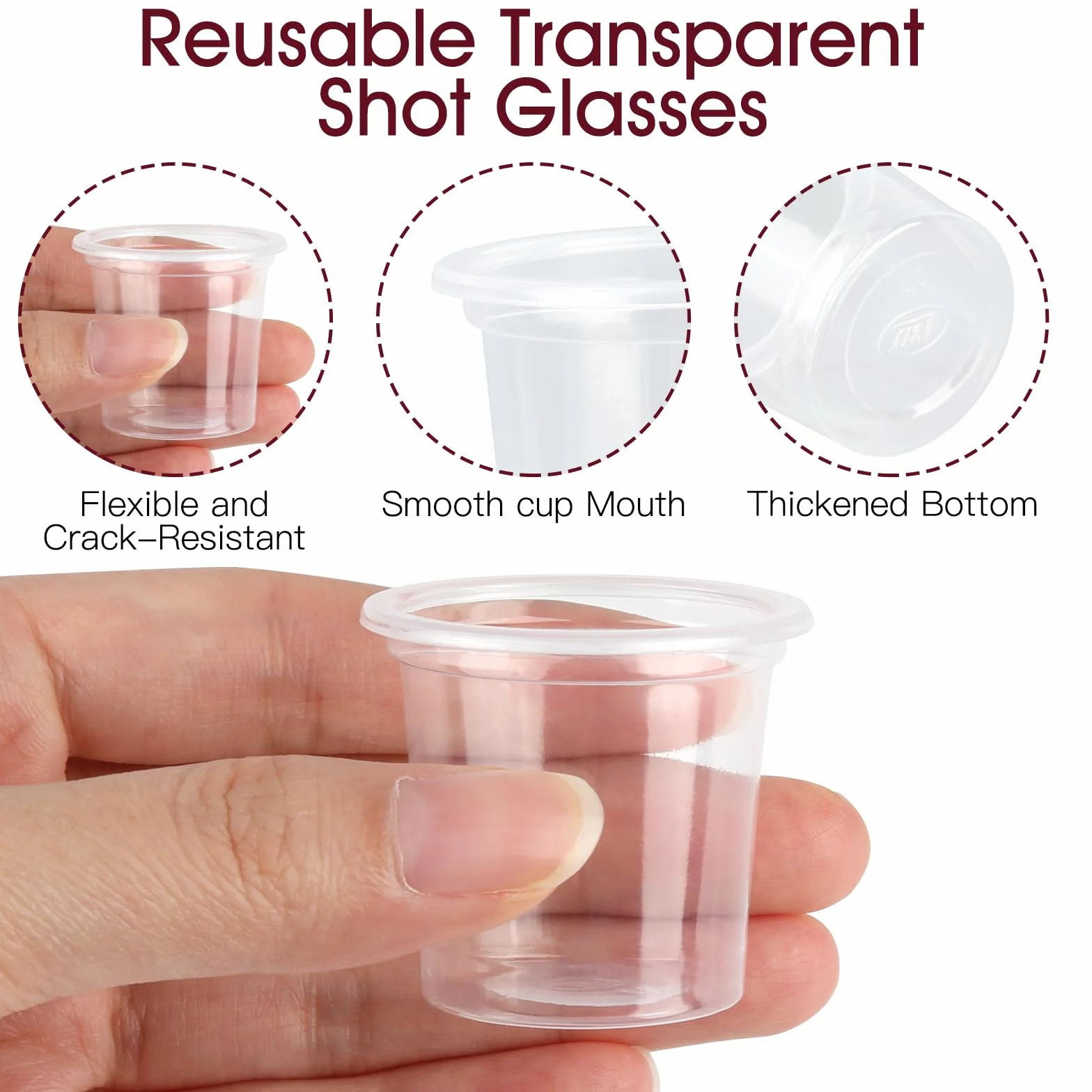 Opakowanie z 200 sztuk kieliszków do wódki z plastiku, 20 ml Plastikowe kieliszki do wódki, przezroczyste kieliszki PET, wielokrotnego użytku plastikowe kubki do degustacji, imprez i