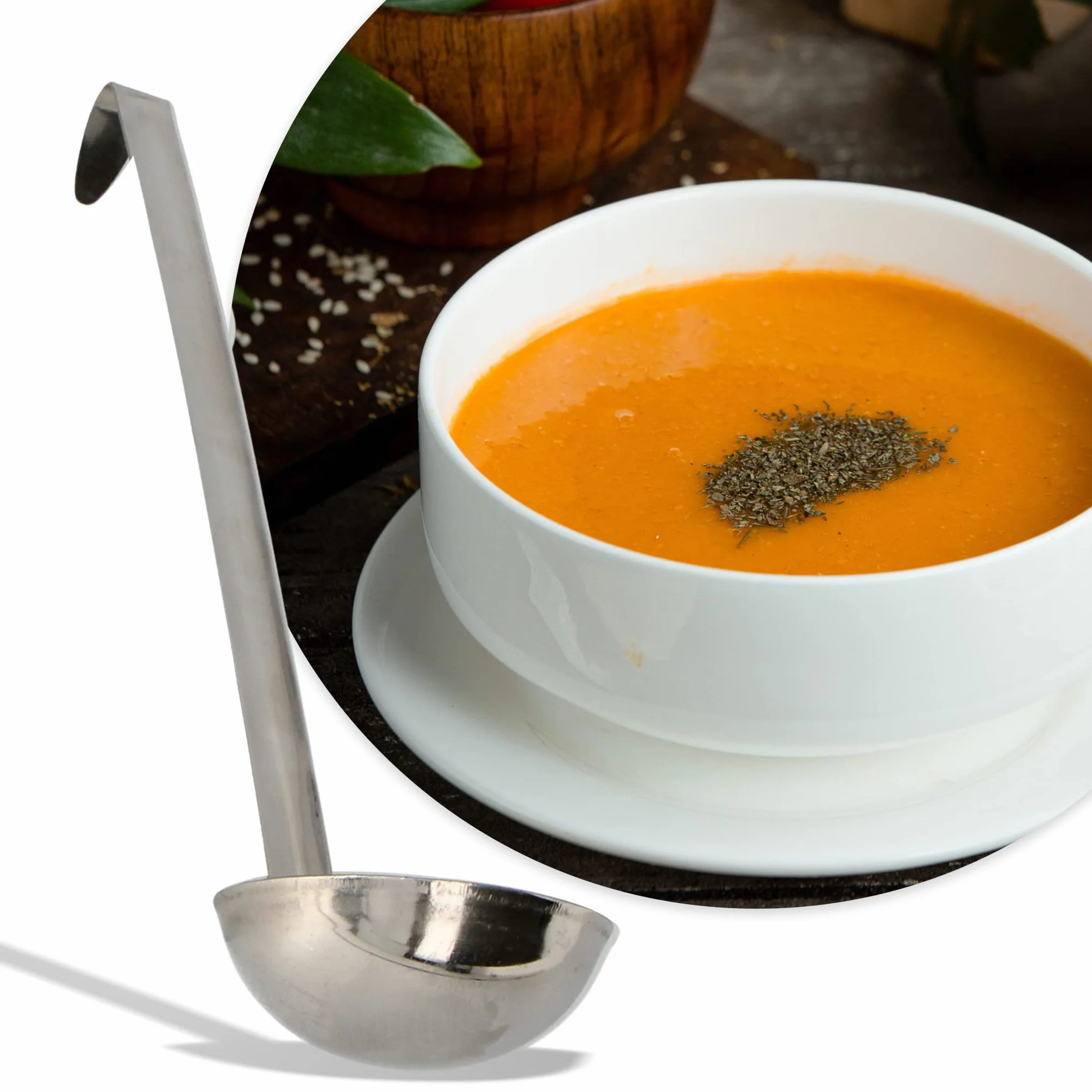 Chochla Nabierka do Zupy Sosu 9 cm Kuchenna Łyżka Wazowa Chochelka Nalewka 125 ml z Długą Rączką Uchwytem ze Stali Nierdzewnej Srebrna do Mycia w Zmywarce Nalewak Zup Sosów Kompotu