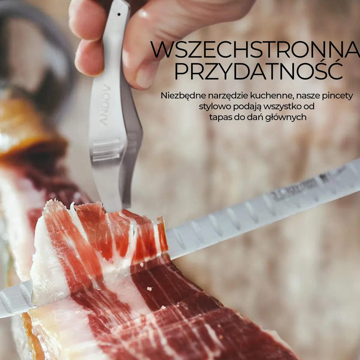Profesjonalna Stalowa Pęseta Kucharska do Szynki i Ryb Z Pęsetą do Serwowania Pęsetą do Mięsa Pęsetą do ości Kuchenną Pęsetą Idealna do Szynki Serrano i Iberyjskiej 13 cm