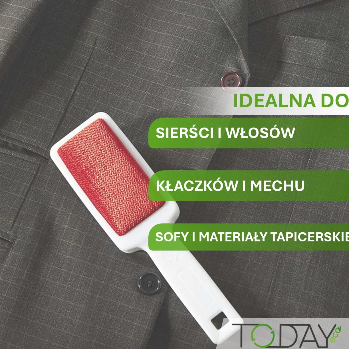 Today - Dwustronna aksamitna szczotka do ubrań - Usuwa kłaczki i kłaczki z kurtek, płaszczy i dywanów