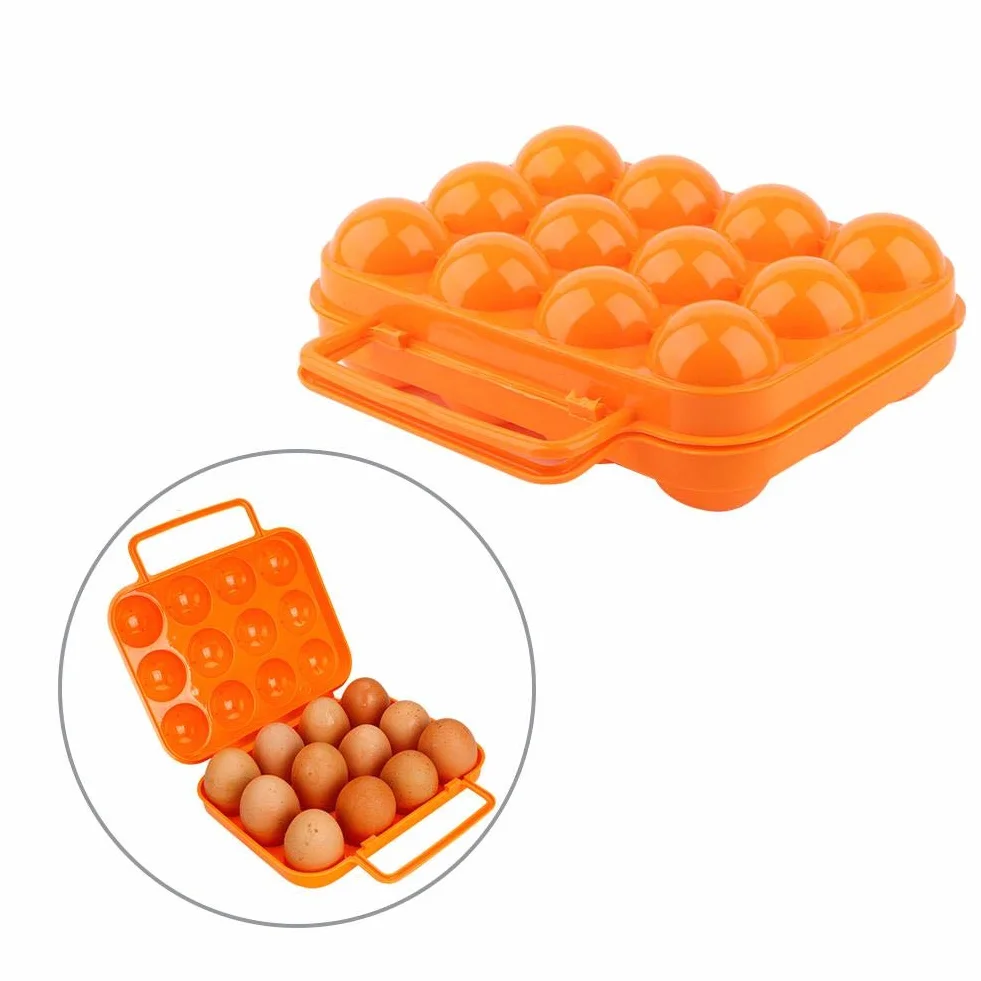 Dwustronny plastikowy uchwyt na jajka taca 12 kratek lodówka pojemnik na jajka organizer do przechowywania jajek na zewnątrz pudełko do przechowywania jajek (pomarańczowy)