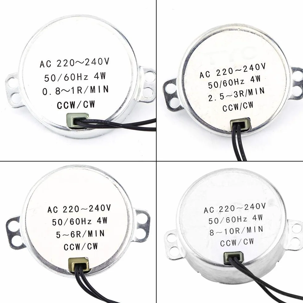 Akozon Silnik synchroniczny AC 220-240V 4W CCW/CW Synchroniczny silnik do mikrofalówki (5-6 obr./min)