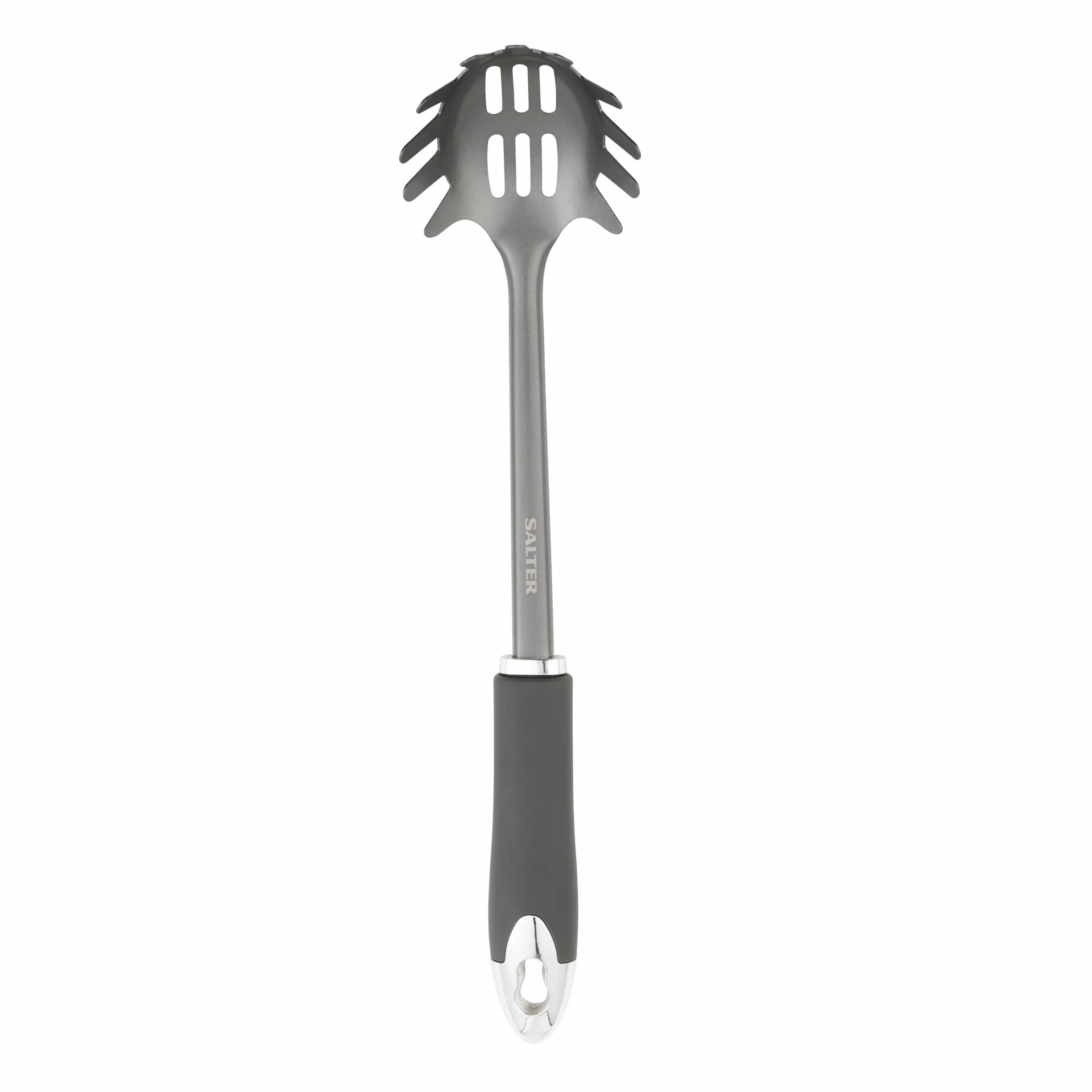 Salter BW11067EU7 Cosmos Spaghetti Spoon, Noodle and Spaghetti Server, Long-lasting Quality, Soft-Touch Ergonomic Design, Easy to Clean, Hanging Hook for Easy Storage, Stainless Steel, Plastic